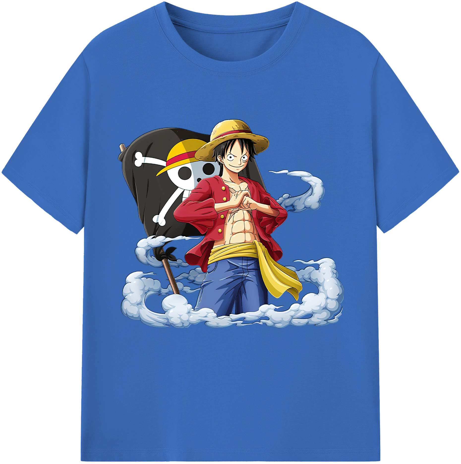 ワンピース モンキー・D・ルフィ ONE PIECE Monkey D. Luffy 綿100％半袖Tシャツ（フロントプリント）