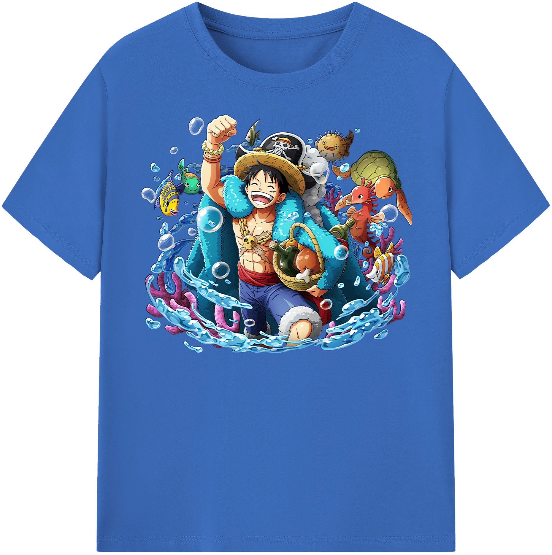 ワンピース モンキー・D・ルフィ ONE PIECE Monkey D. Luffy 綿100％半袖Tシャツ（フロントプリント）