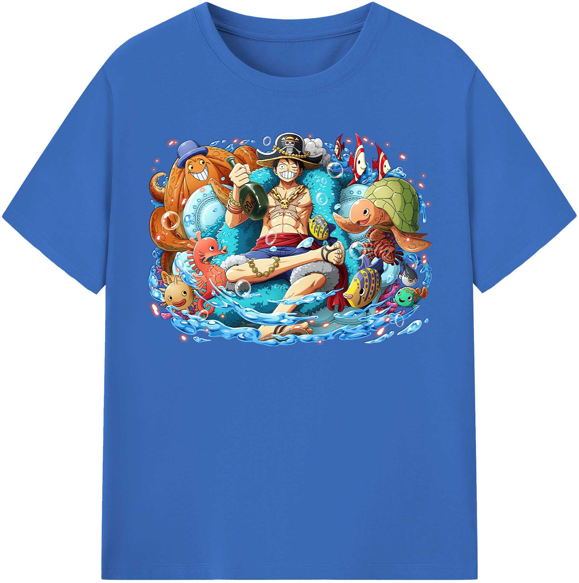 ワンピース モンキー・D・ルフィ ONE PIECE Monkey D. Luffy 綿100％半袖Tシャツ（フロントプリント）