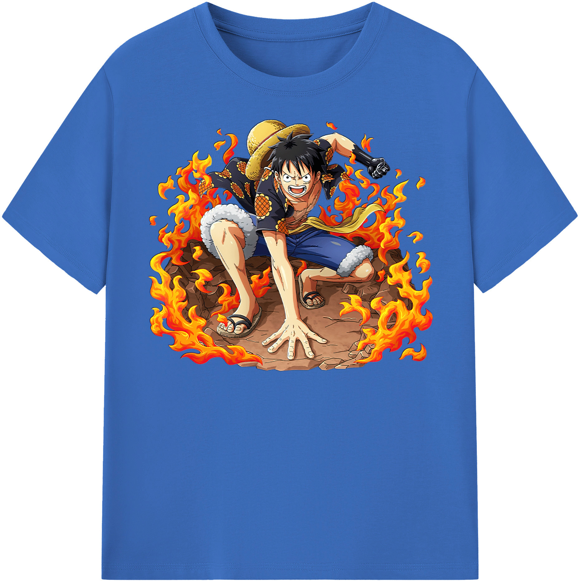 ワンピース モンキー・D・ルフィ ONE PIECE Monkey D. Luffy 綿100％半袖Tシャツ（フロントプリント）