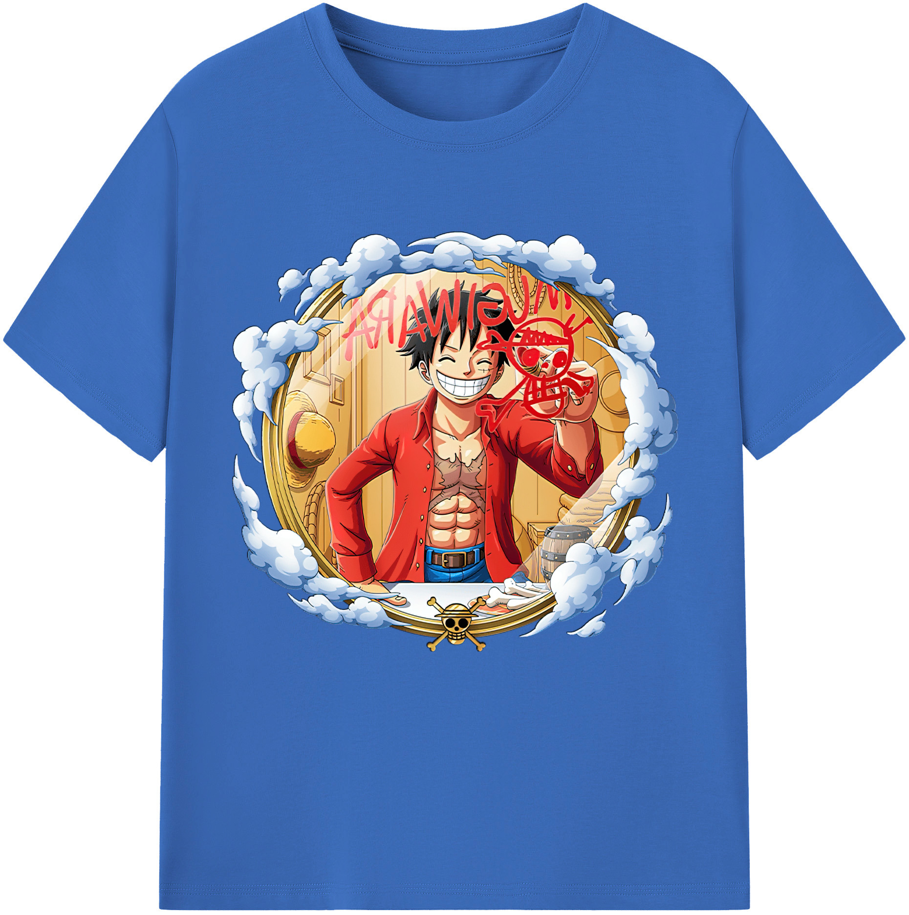 ワンピース モンキー・D・ルフィ ONE PIECE Monkey D. Luffy 綿100％半袖Tシャツ（フロントプリント）