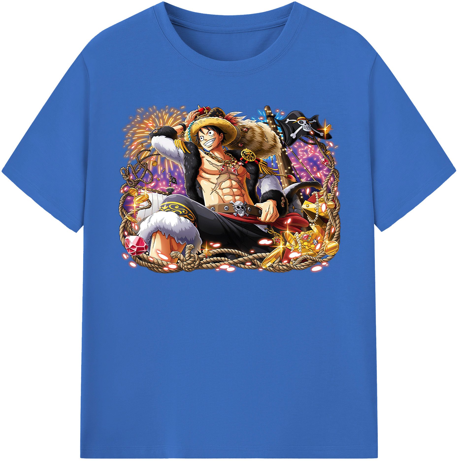 ワンピース モンキー・D・ルフィ ONE PIECE Monkey D. Luffy 綿100％半袖Tシャツ（フロントプリント）