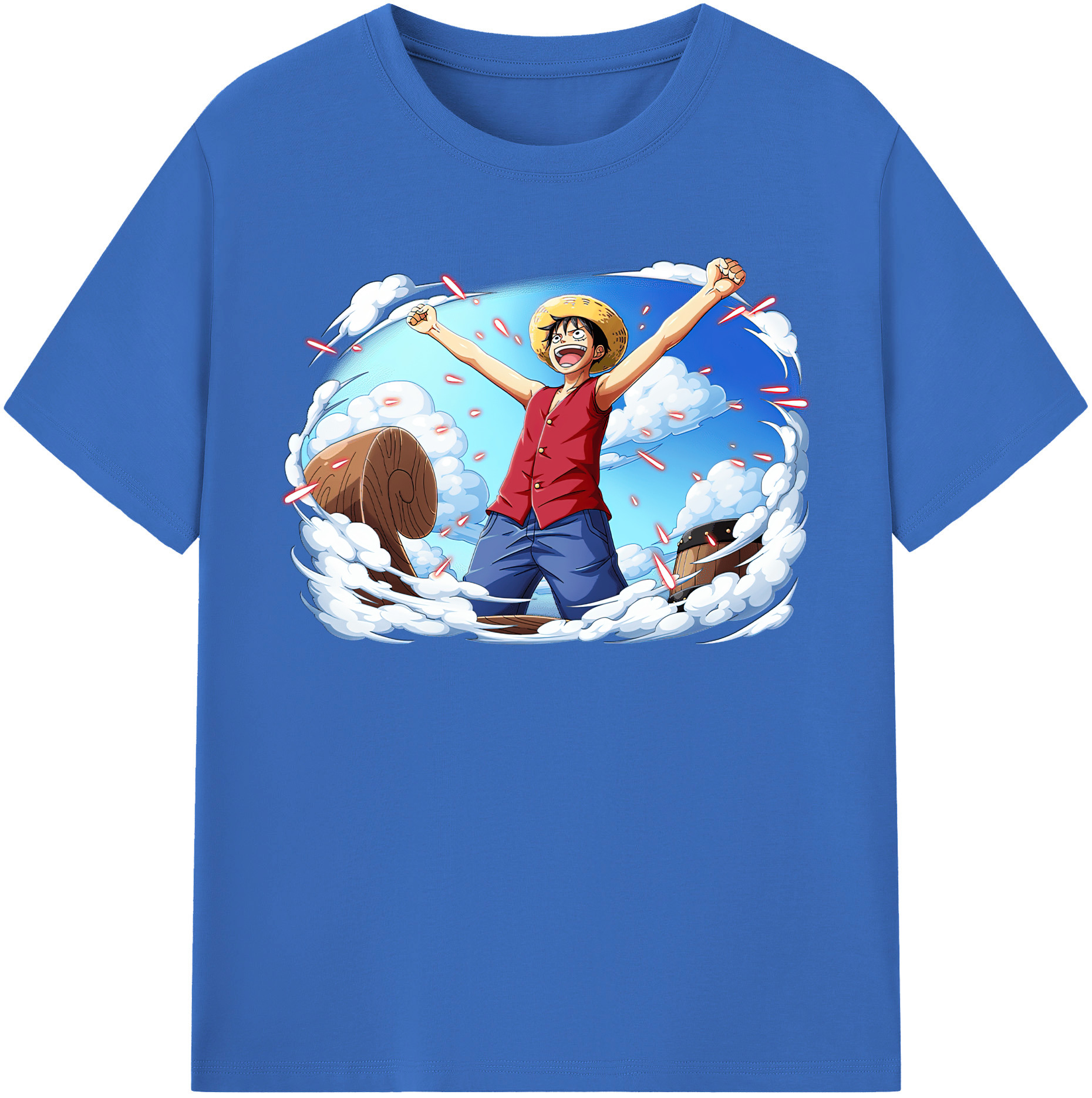 ワンピース モンキー・D・ルフィ ONE PIECE Monkey D. Luffy 綿100％半袖Tシャツ（フロントプリント）
