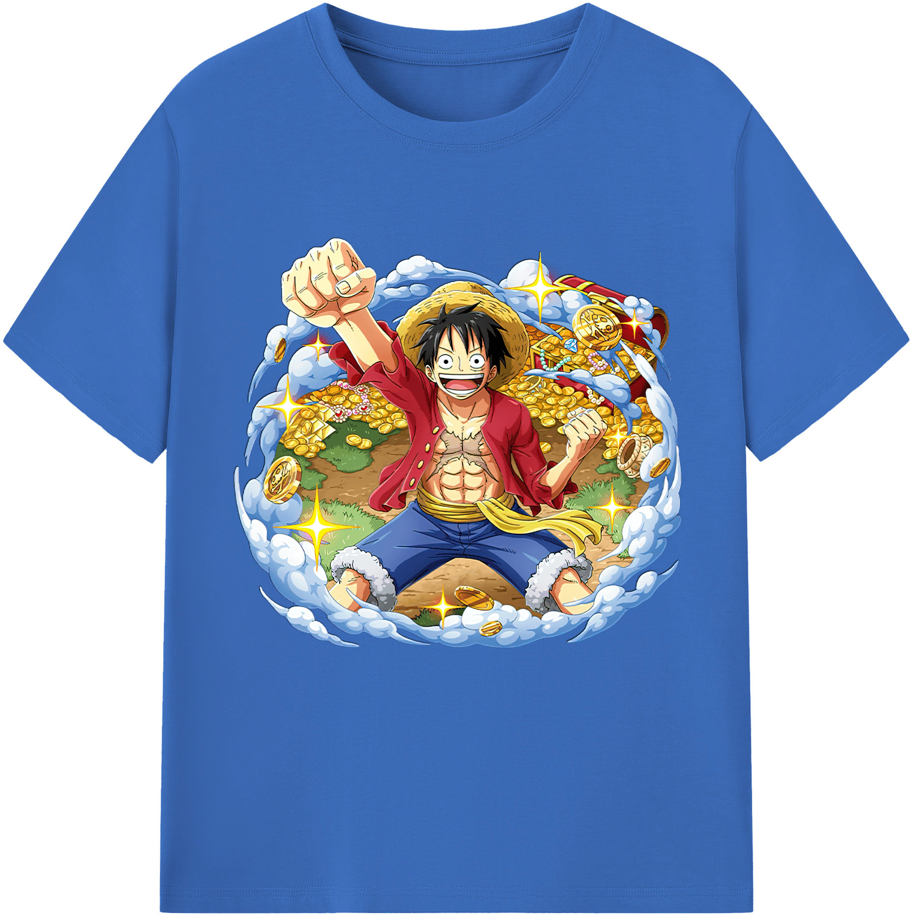 ワンピース モンキー・D・ルフィ ONE PIECE Monkey D. Luffy 綿100％半袖Tシャツ（フロントプリント）