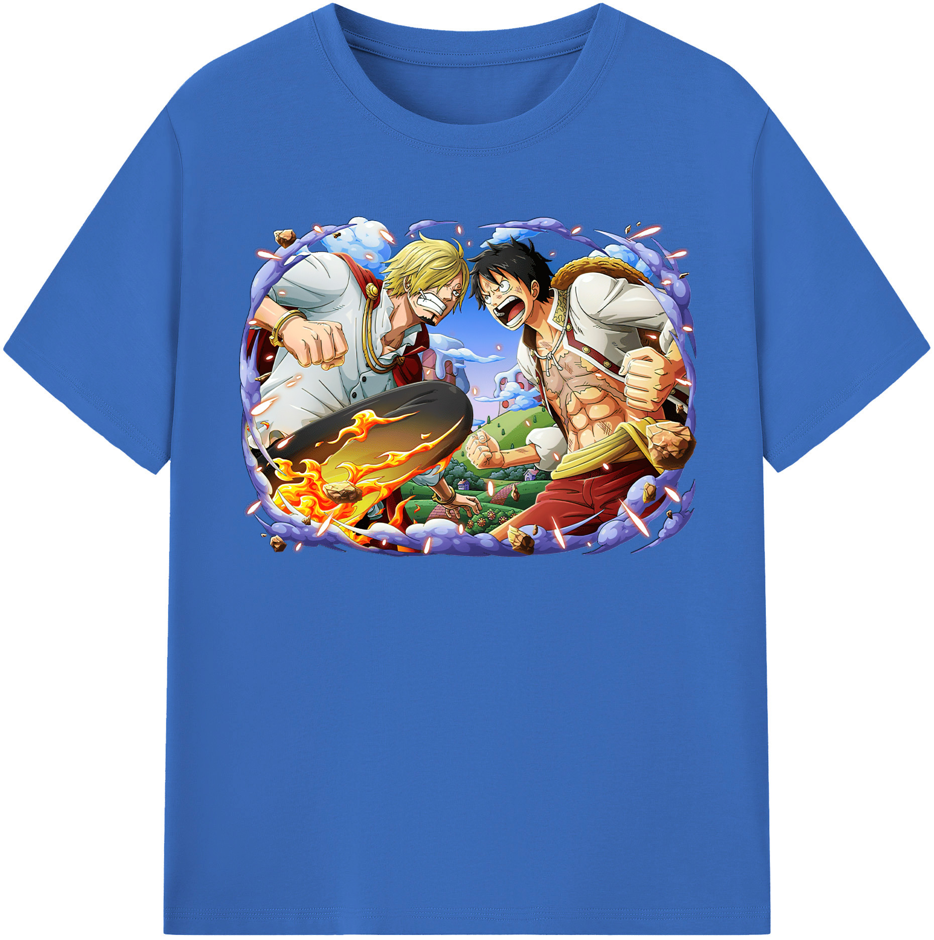 ワンピース モンキー・D・ルフィ ONE PIECE Monkey D. Luffy 綿100％半袖Tシャツ（フロントプリント）