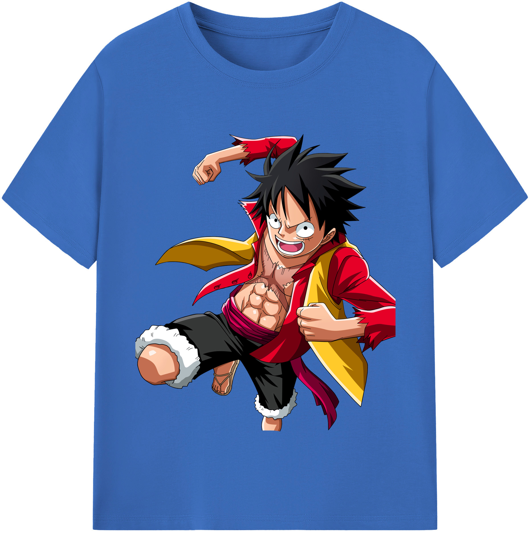 ワンピース モンキー・D・ルフィ ONE PIECE Monkey D. Luffy 綿100％半袖Tシャツ（フロントプリント）