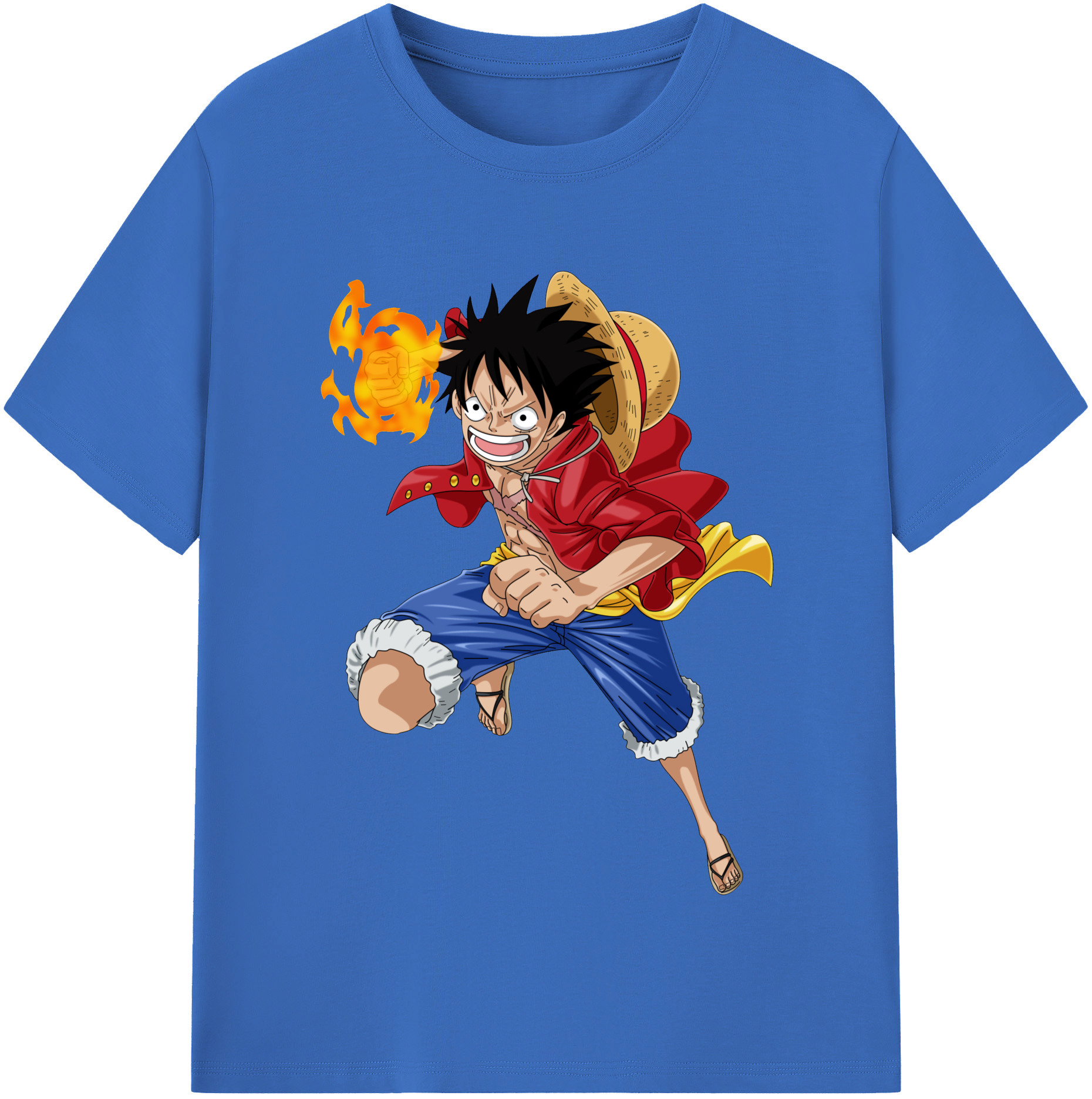 ワンピース モンキー・D・ルフィ ONE PIECE Monkey D. Luffy 綿100％半袖Tシャツ（フロントプリント）