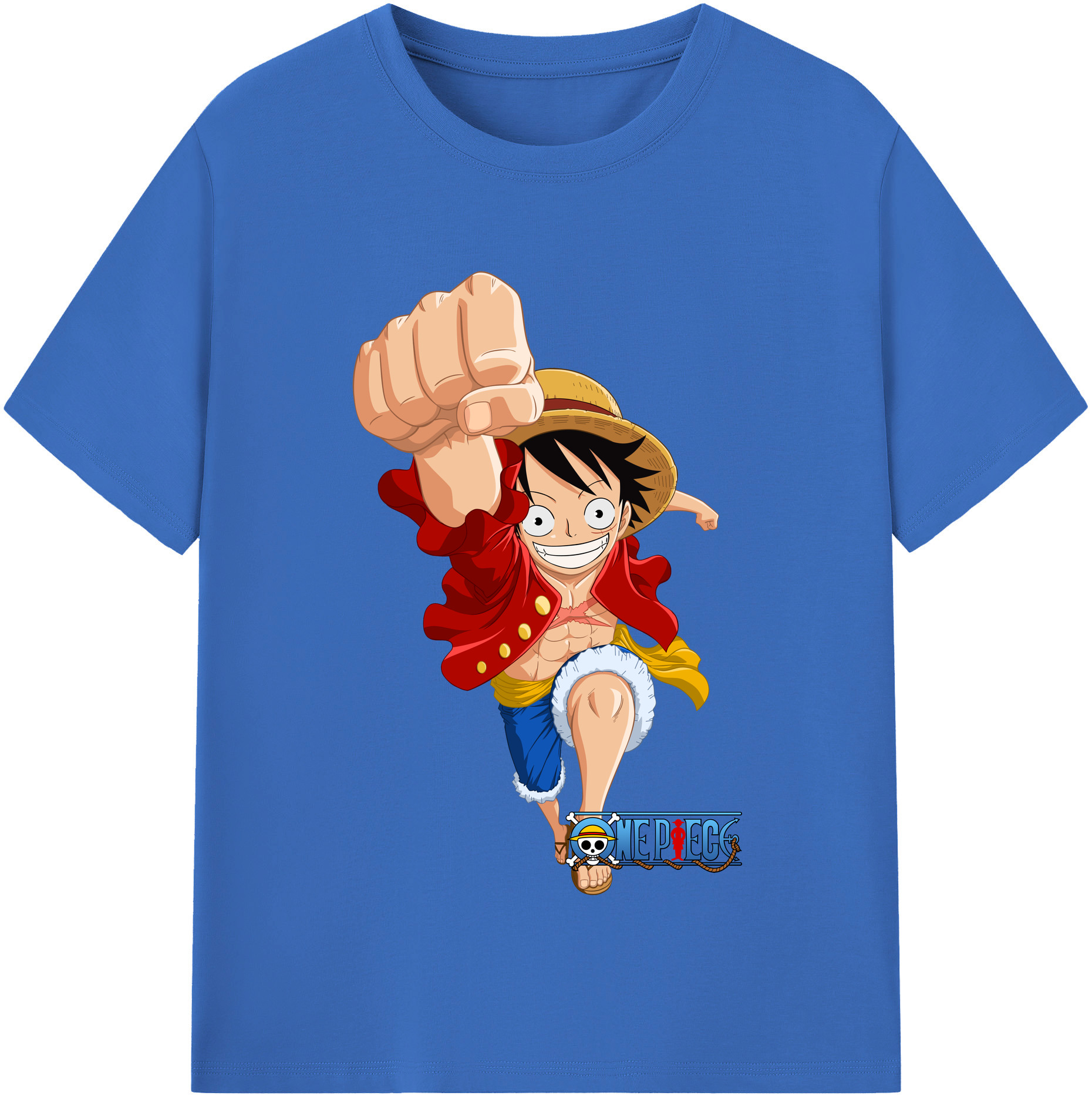 ワンピース モンキー・D・ルフィ ONE PIECE Monkey D. Luffy 綿100％半袖Tシャツ（フロントプリント）