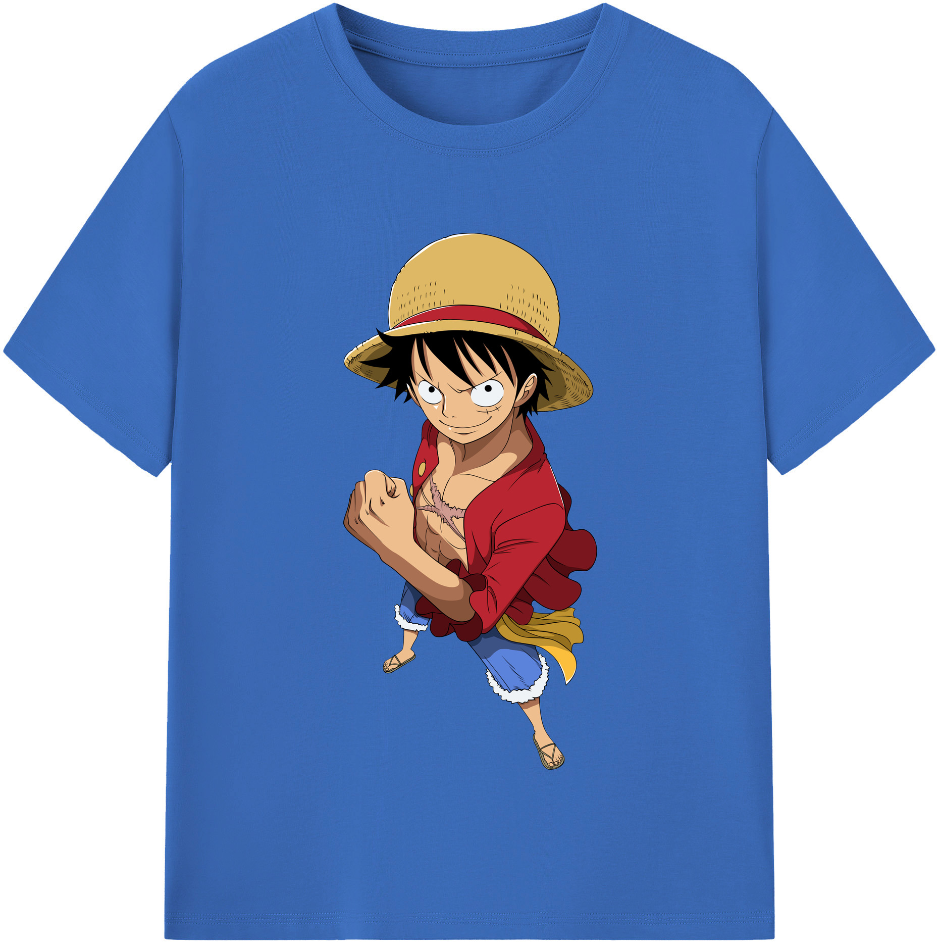 ワンピース モンキー・D・ルフィ ONE PIECE Monkey D. Luffy 綿100％半袖Tシャツ（フロントプリント）