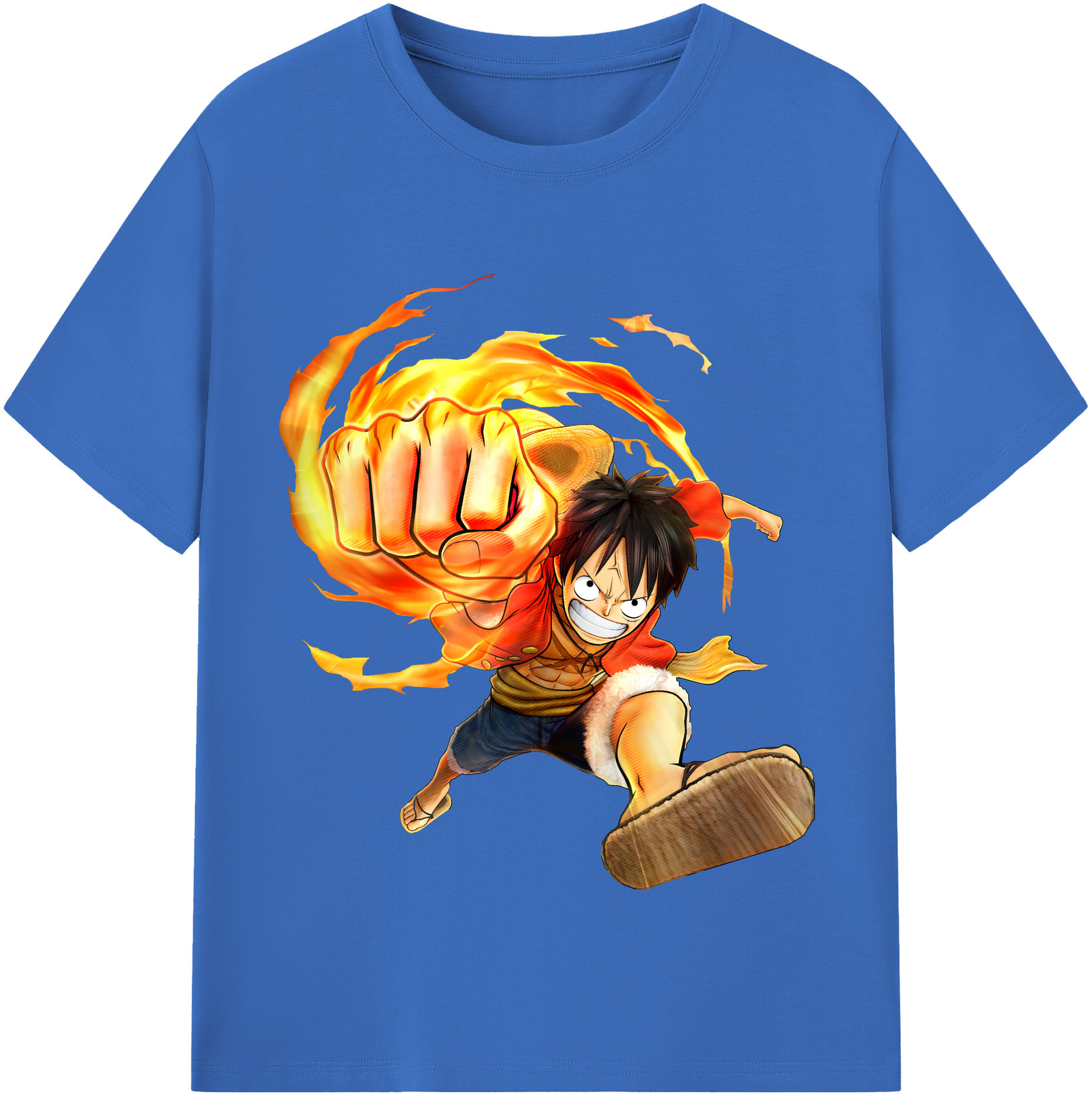 ワンピース モンキー・D・ルフィ ONE PIECE Monkey D. Luffy 綿100％半袖Tシャツ（フロントプリント）