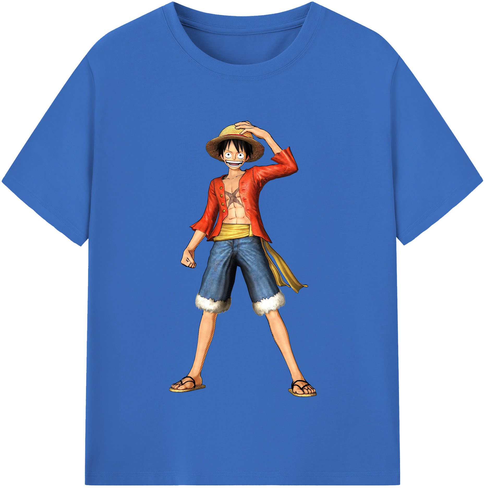 ワンピース モンキー・D・ルフィ ONE PIECE Monkey D. Luffy 綿100％半袖Tシャツ（フロントプリント）