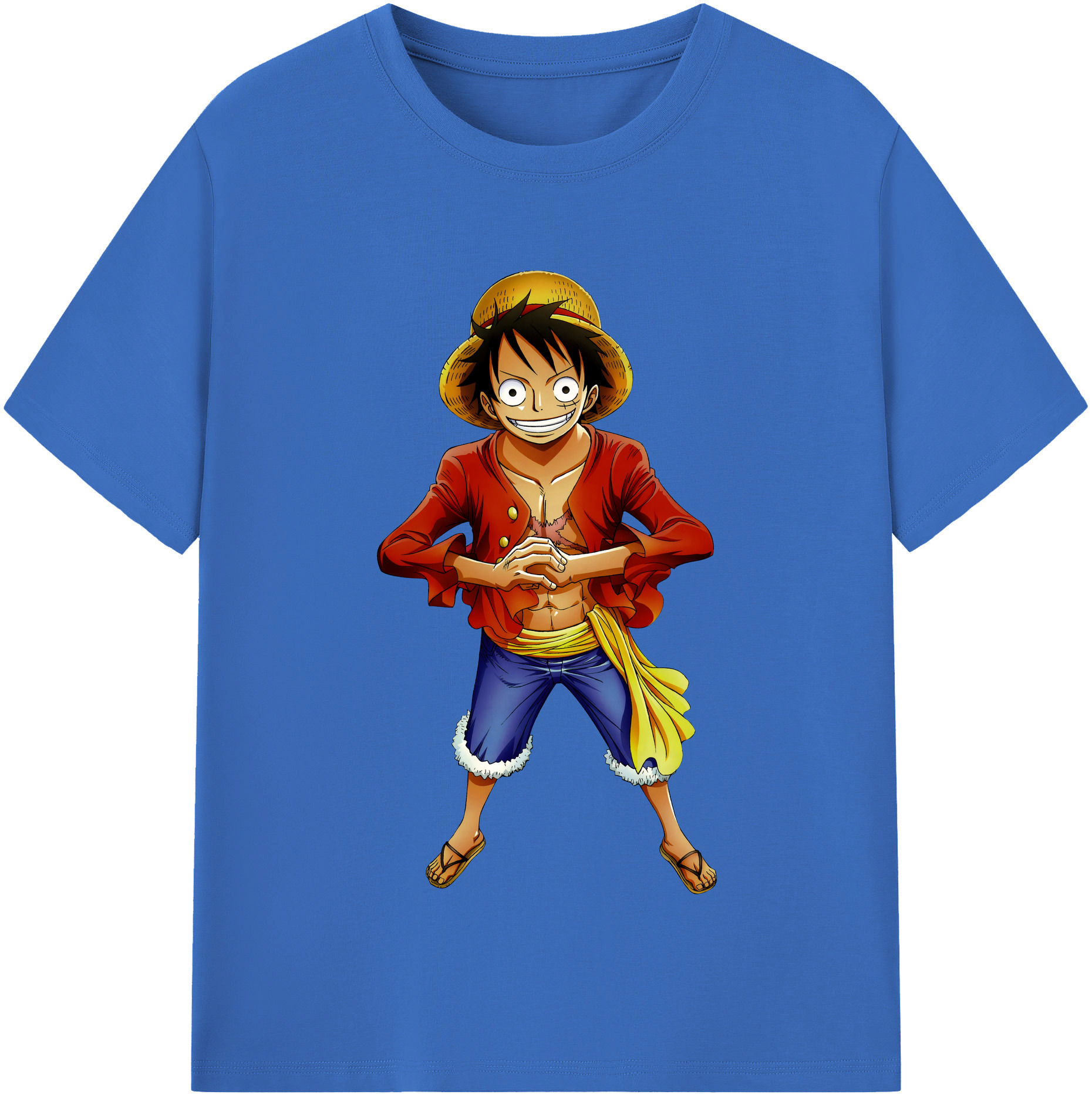 ワンピース モンキー・D・ルフィ ONE PIECE Monkey D. Luffy 綿100％半袖Tシャツ（フロントプリント）