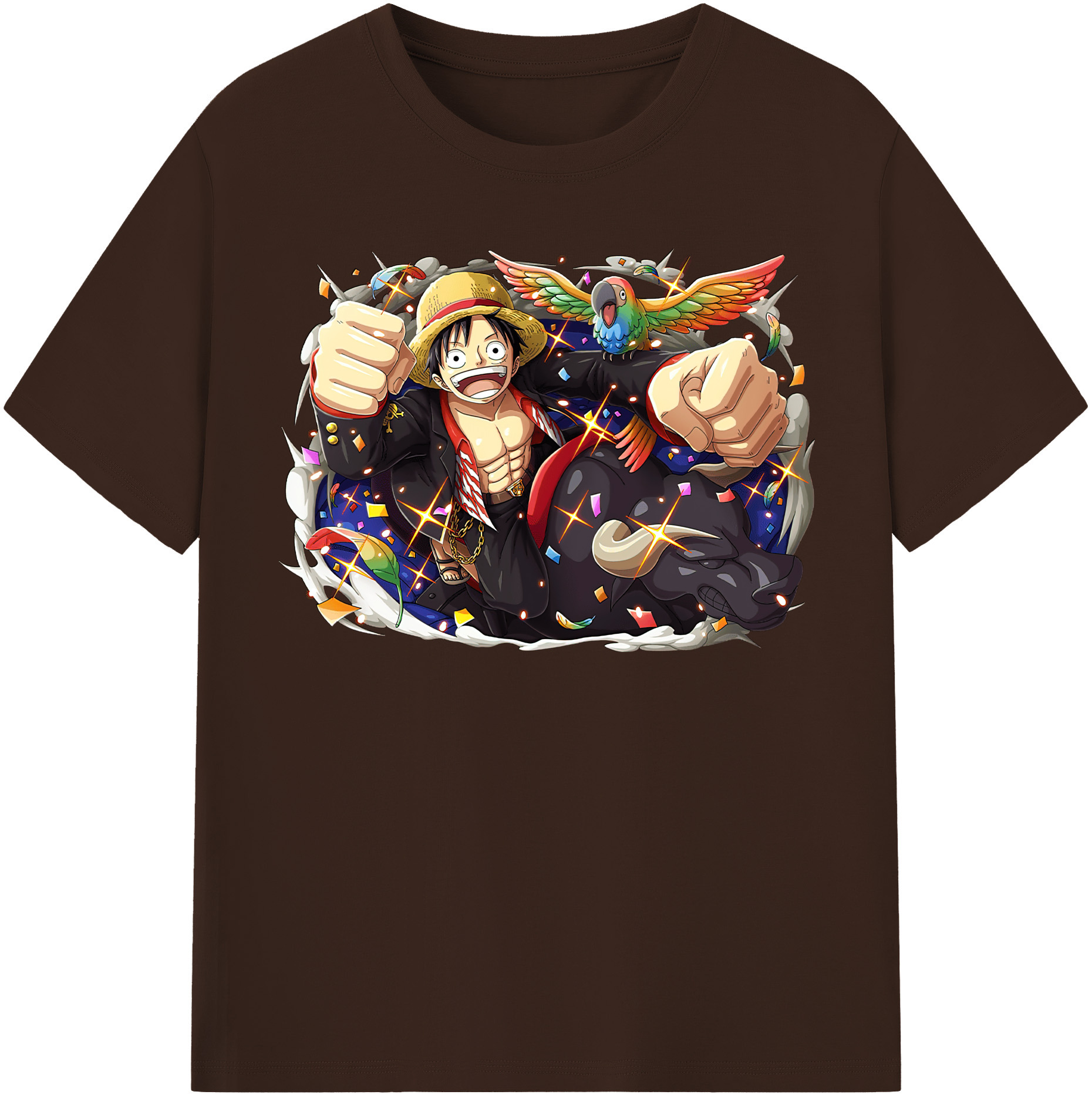 ワンピース モンキー・D・ルフィ ONE PIECE Monkey D. Luffy 綿100％半袖Tシャツ（フロントプリント）