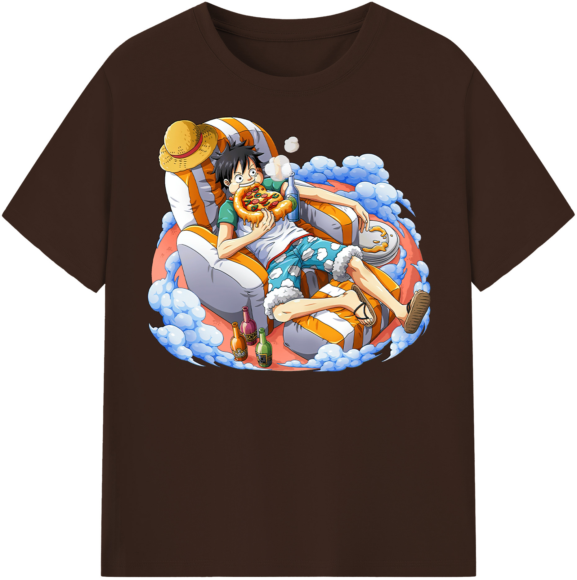 ワンピース モンキー・D・ルフィ ONE PIECE Monkey D. Luffy 綿100％半袖Tシャツ（フロントプリント）