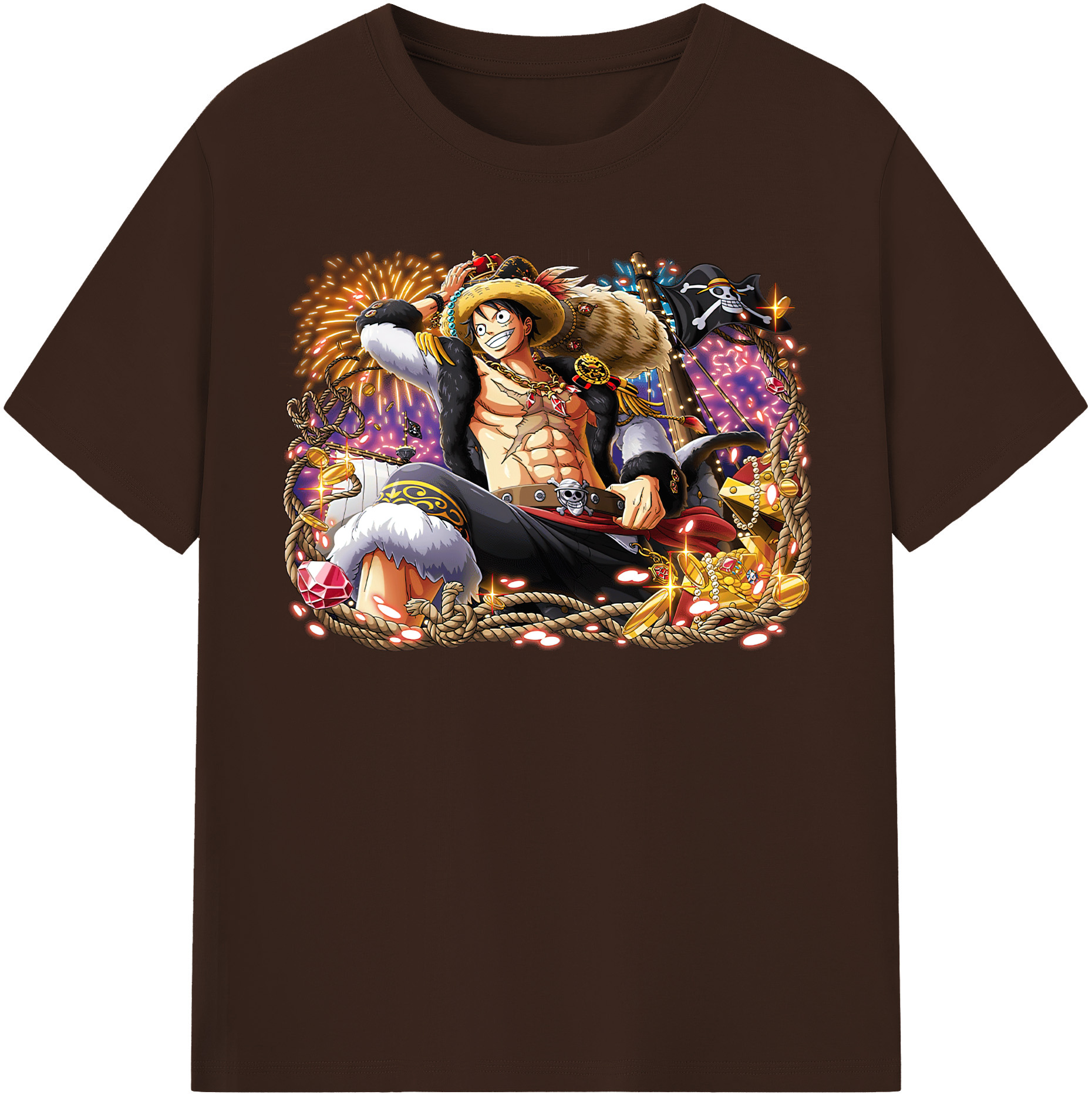 ワンピース モンキー・D・ルフィ ONE PIECE Monkey D. Luffy 綿100％半袖Tシャツ（フロントプリント）