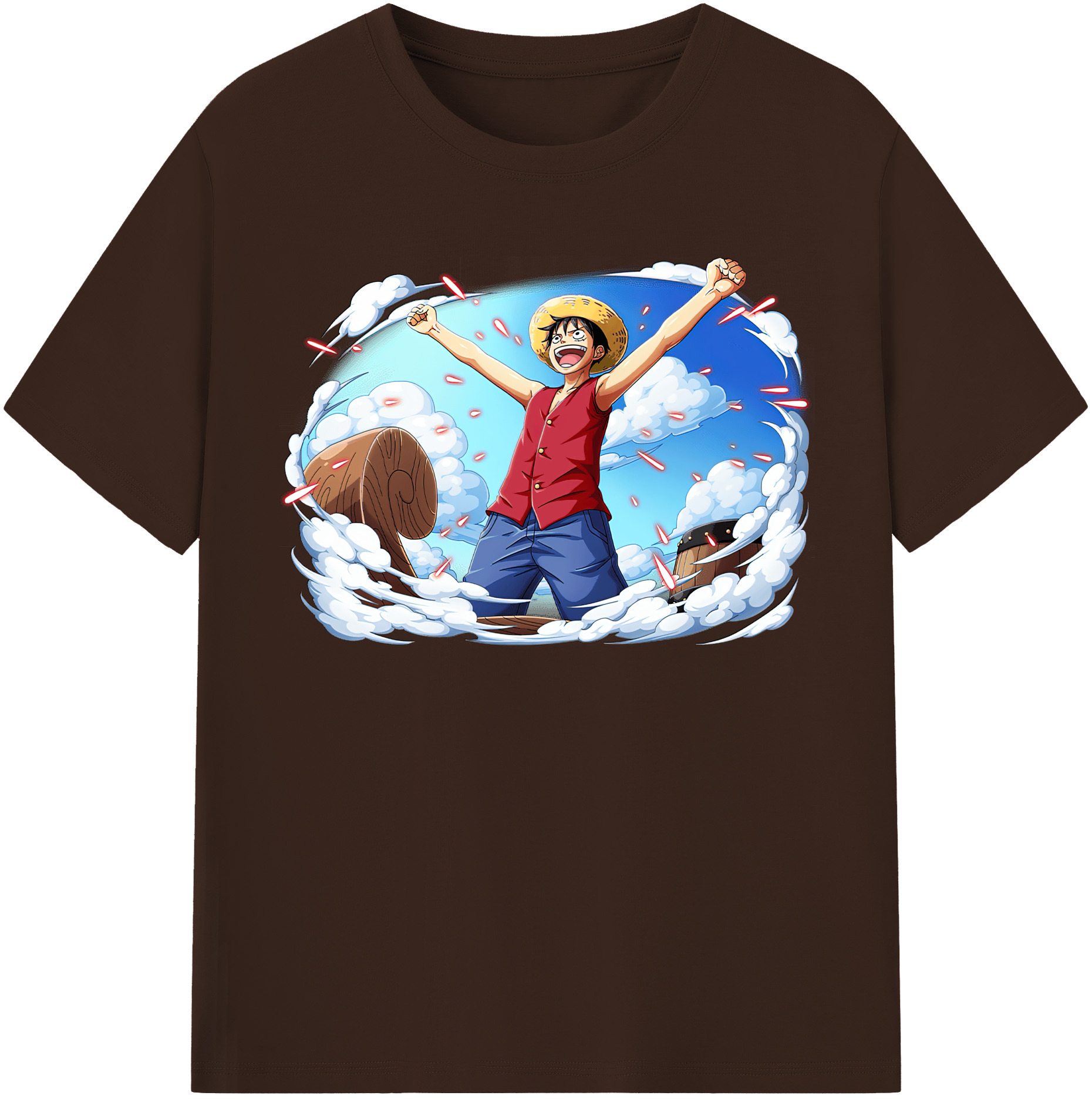 ワンピース モンキー・D・ルフィ ONE PIECE Monkey D. Luffy 綿100％半袖Tシャツ（フロントプリント）
