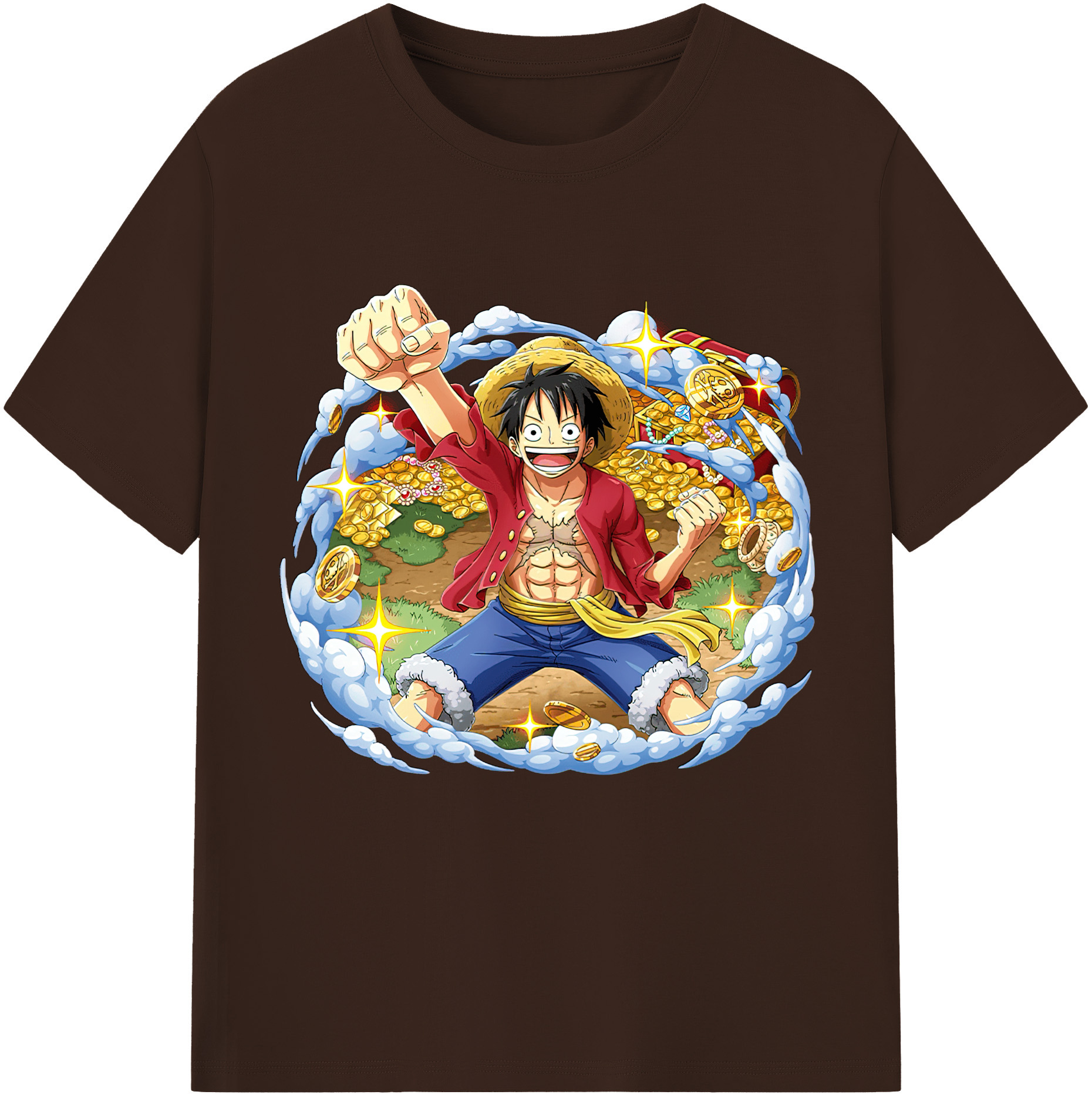 ワンピース モンキー・D・ルフィ ONE PIECE Monkey D. Luffy 綿100％半袖Tシャツ（フロントプリント）
