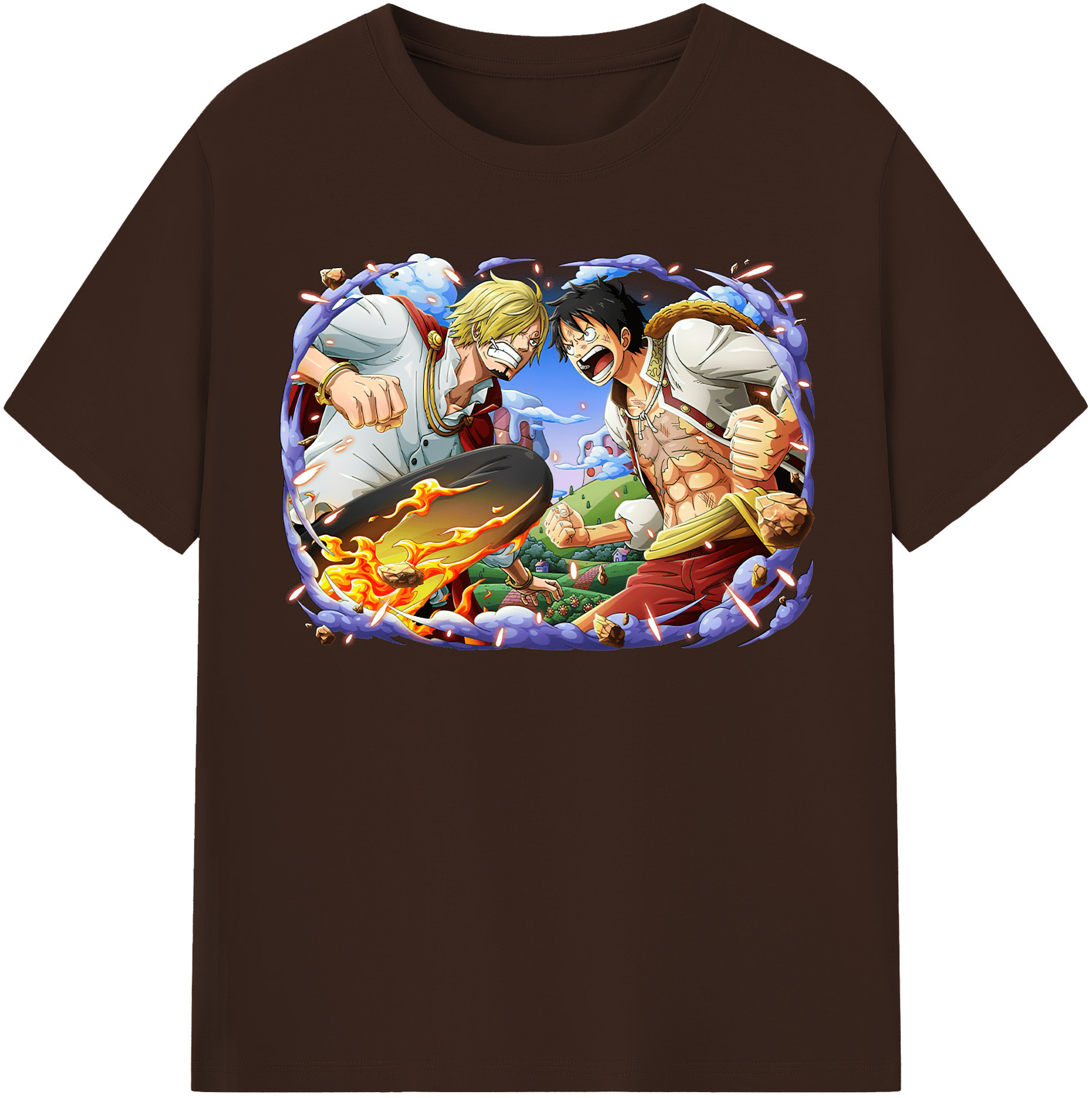 ワンピース モンキー・D・ルフィ ONE PIECE Monkey D. Luffy 綿100％半袖Tシャツ（フロントプリント）