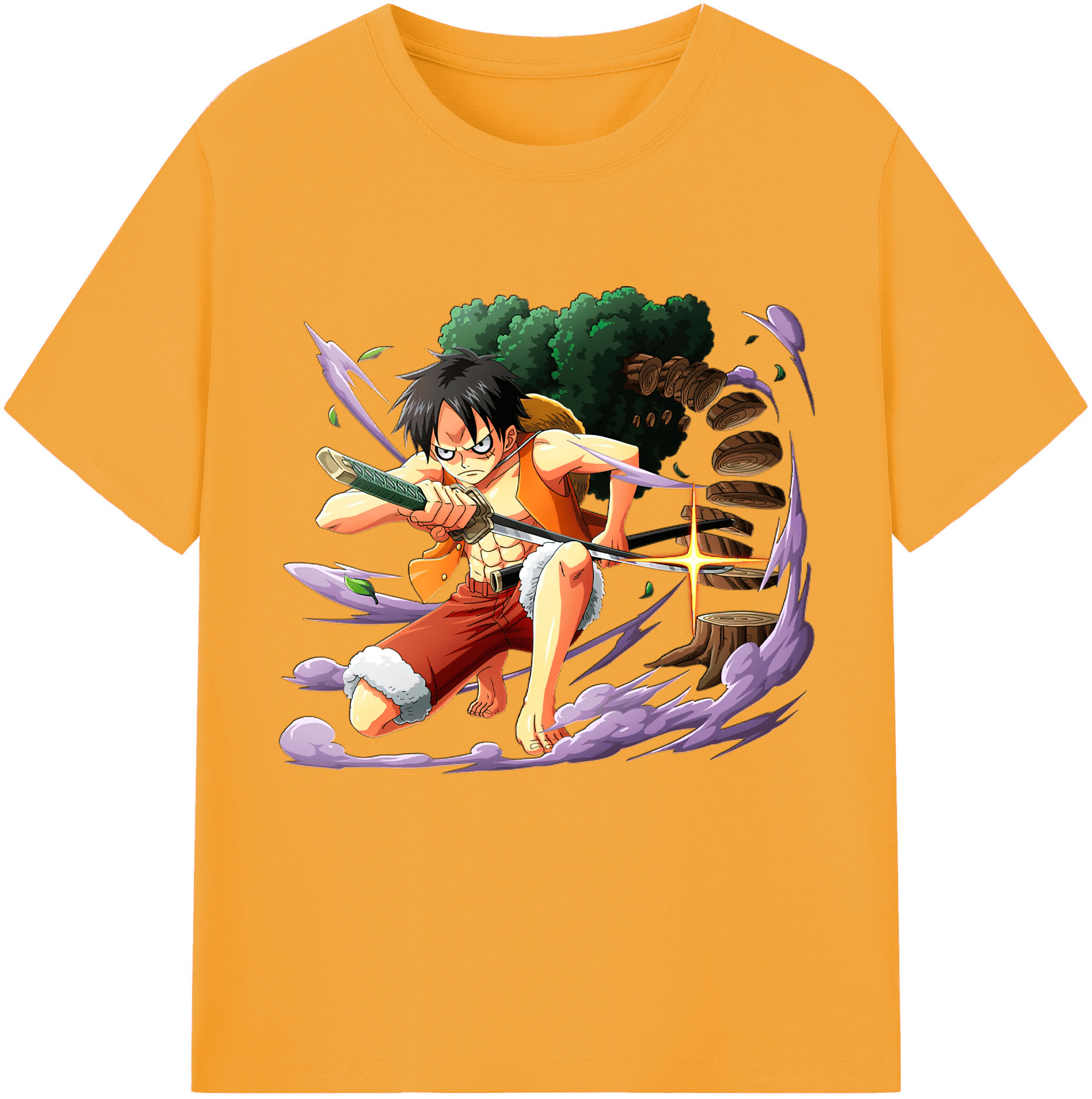 ワンピース モンキー・D・ルフィ ONE PIECE Monkey D. Luffy 綿100％半袖Tシャツ（フロントプリント）