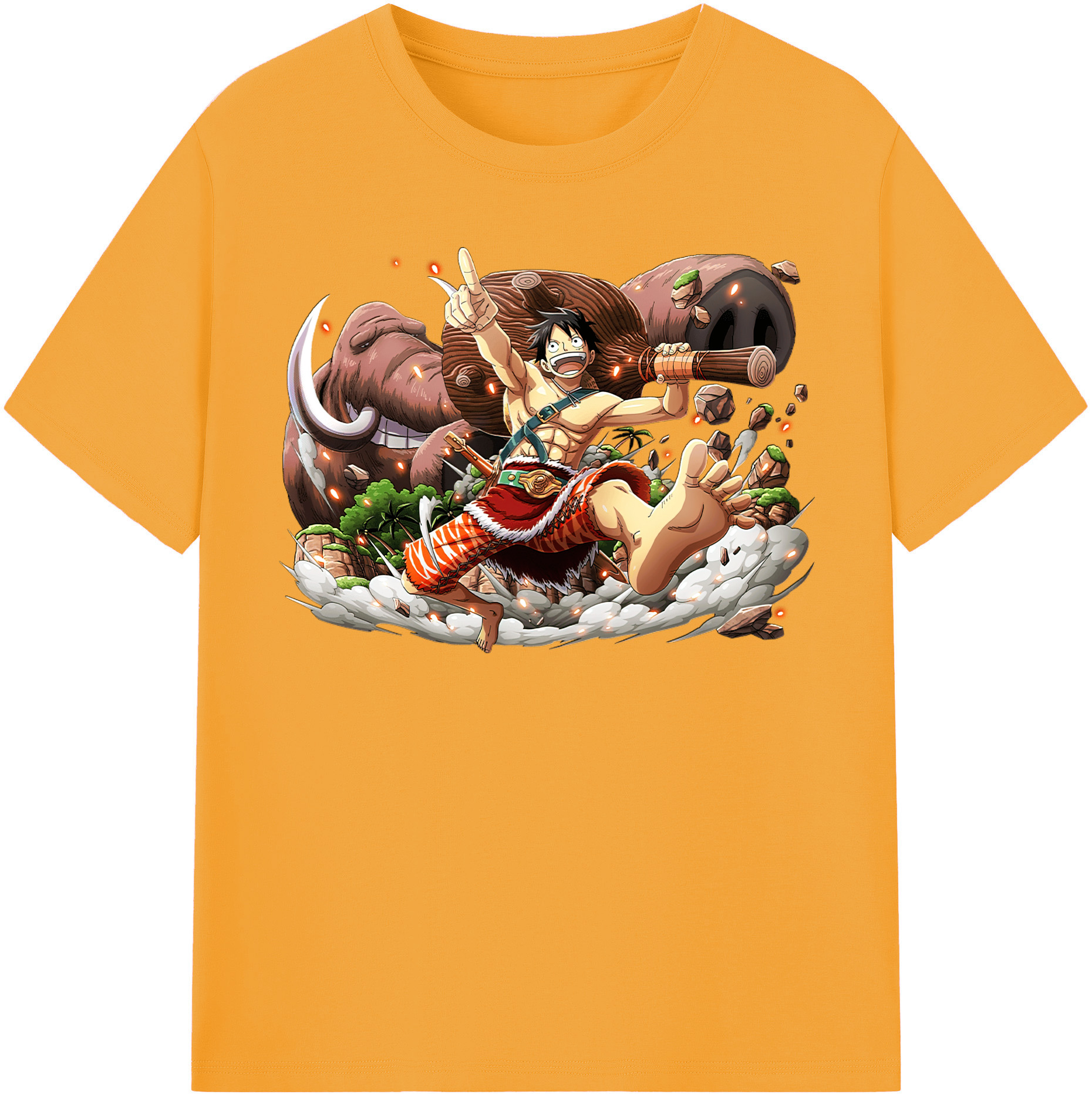 ワンピース モンキー・D・ルフィ ONE PIECE Monkey D. Luffy 綿100％半袖Tシャツ（フロントプリント）