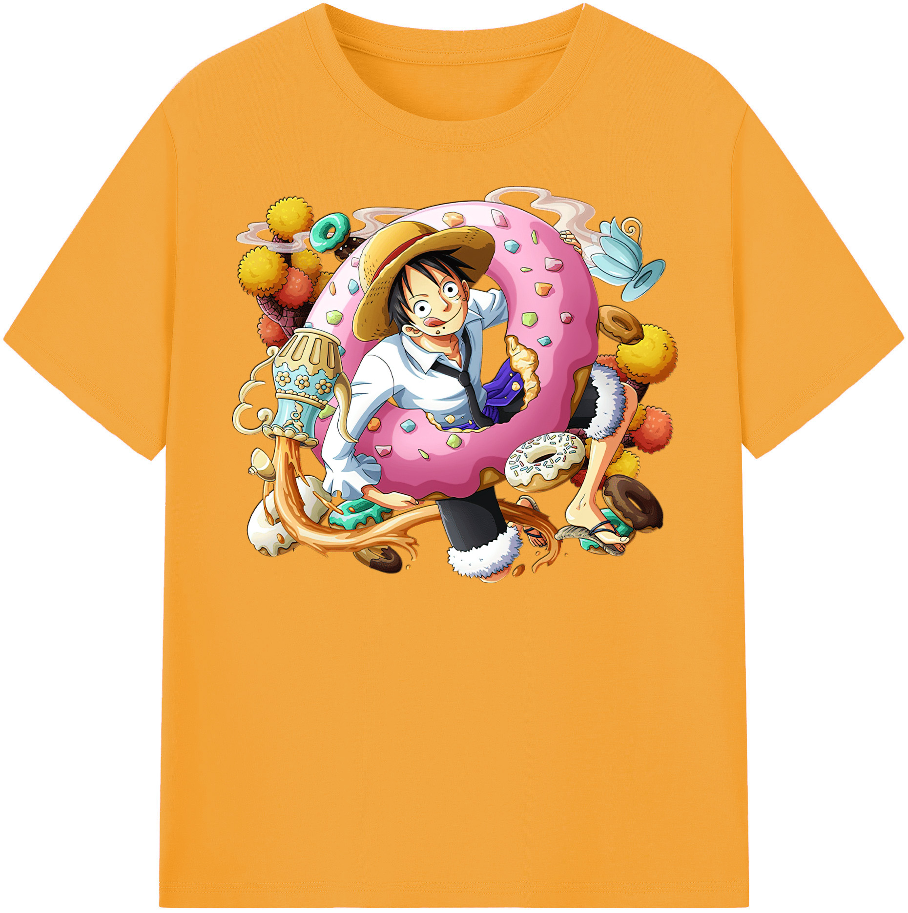 ワンピース モンキー・D・ルフィ ONE PIECE Monkey D. Luffy 綿100％半袖Tシャツ（フロントプリント）