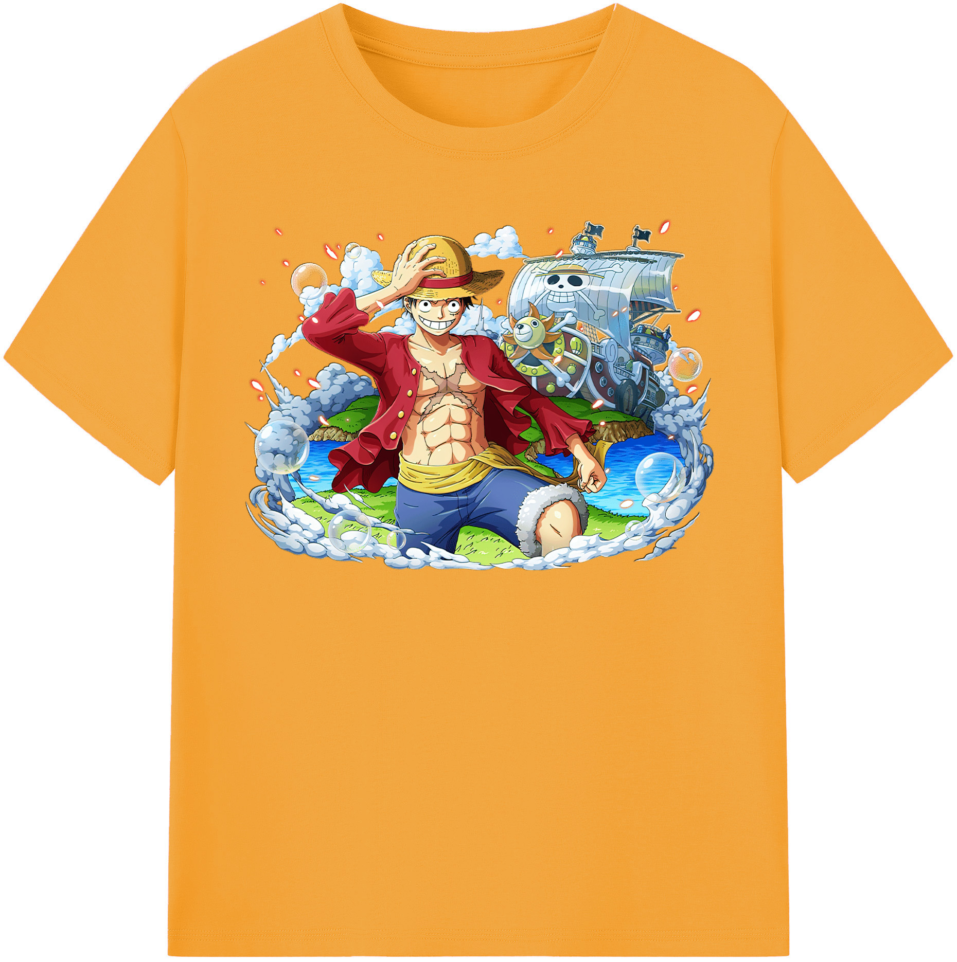 ワンピース モンキー・D・ルフィ ONE PIECE Monkey D. Luffy 綿100％半袖Tシャツ（フロントプリント）