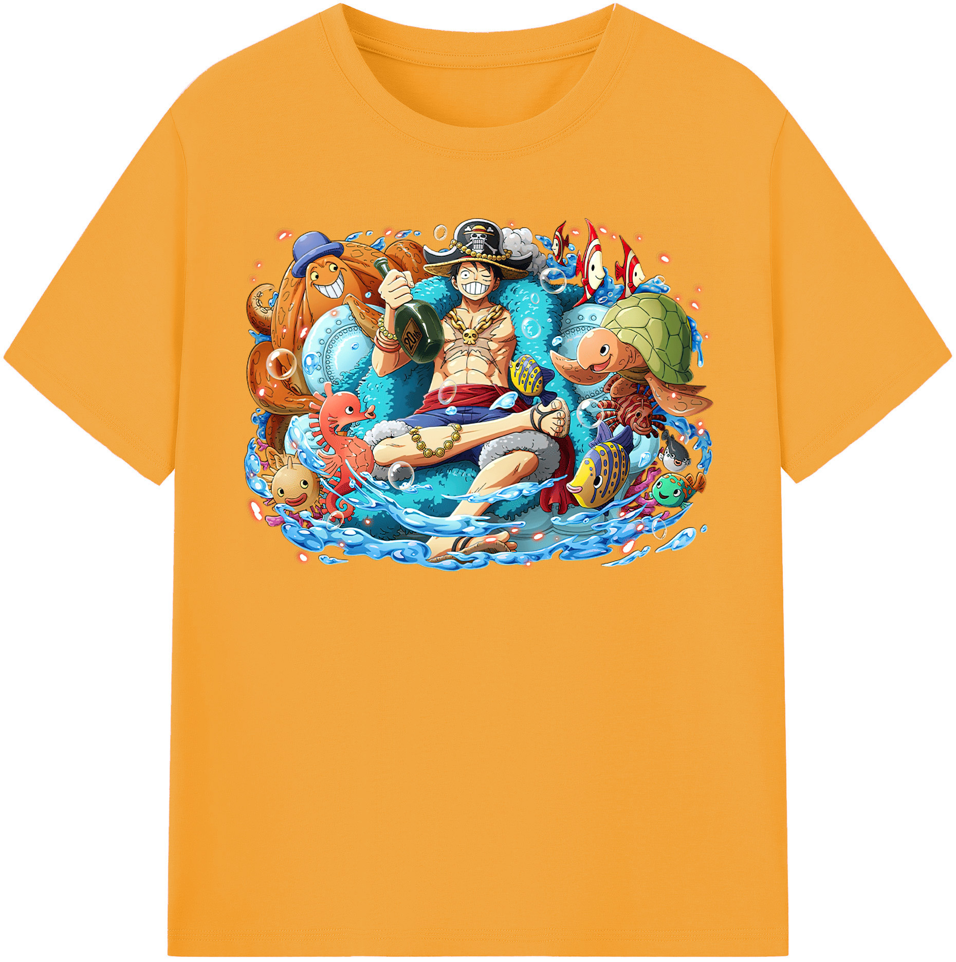ワンピース モンキー・D・ルフィ ONE PIECE Monkey D. Luffy 綿100％半袖Tシャツ（フロントプリント）