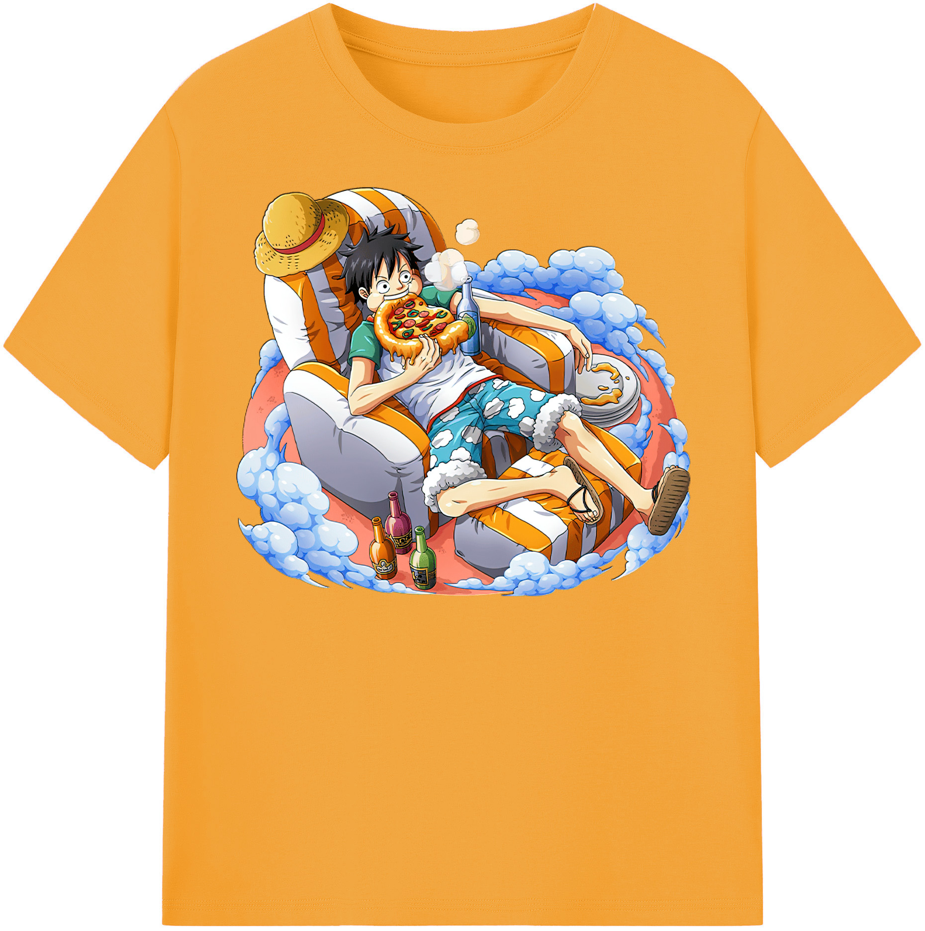 ワンピース モンキー・D・ルフィ ONE PIECE Monkey D. Luffy 綿100％半袖Tシャツ（フロントプリント）