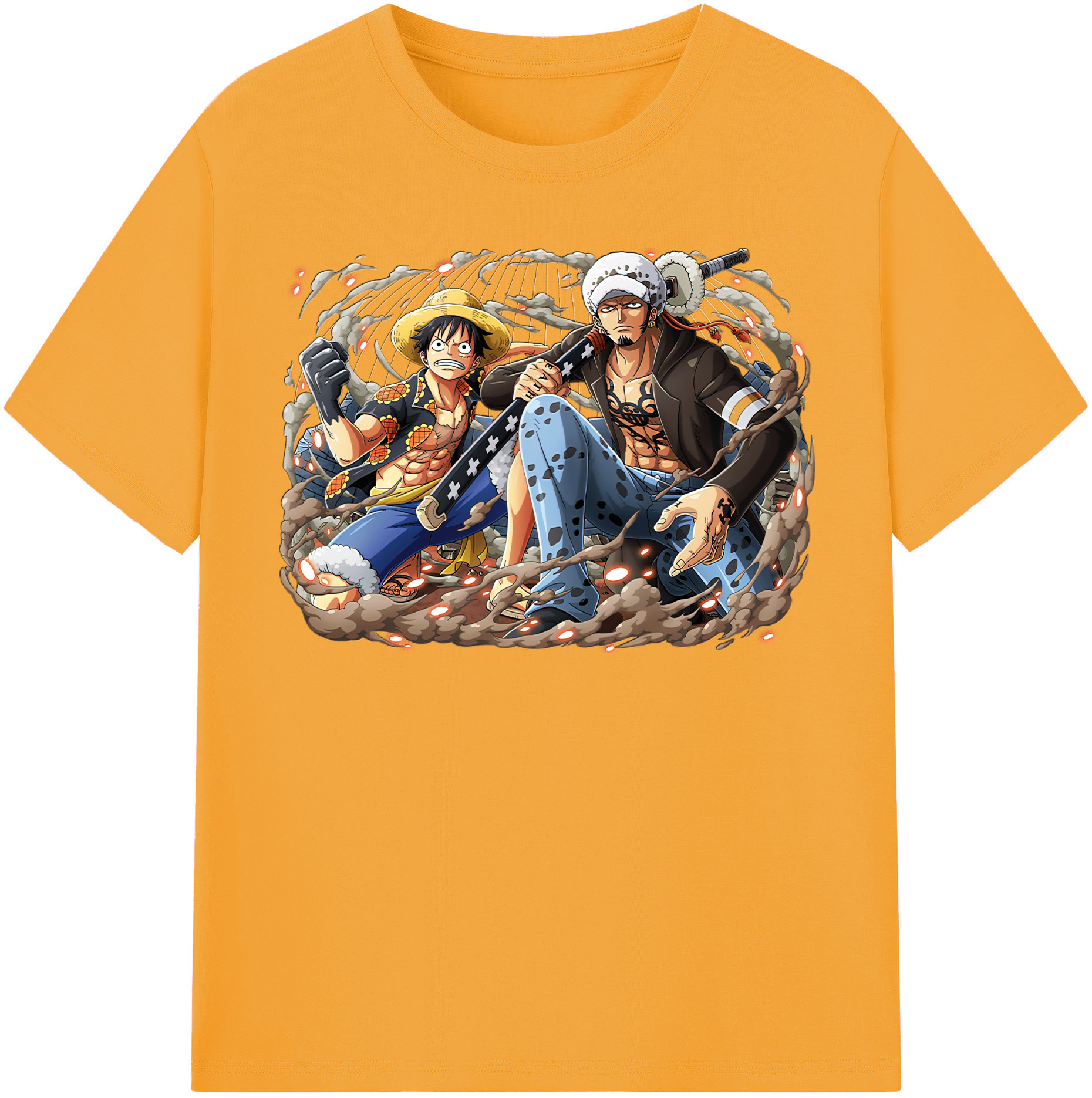 ワンピース モンキー・D・ルフィ ONE PIECE Monkey D. Luffy 綿100％半袖Tシャツ（フロントプリント）