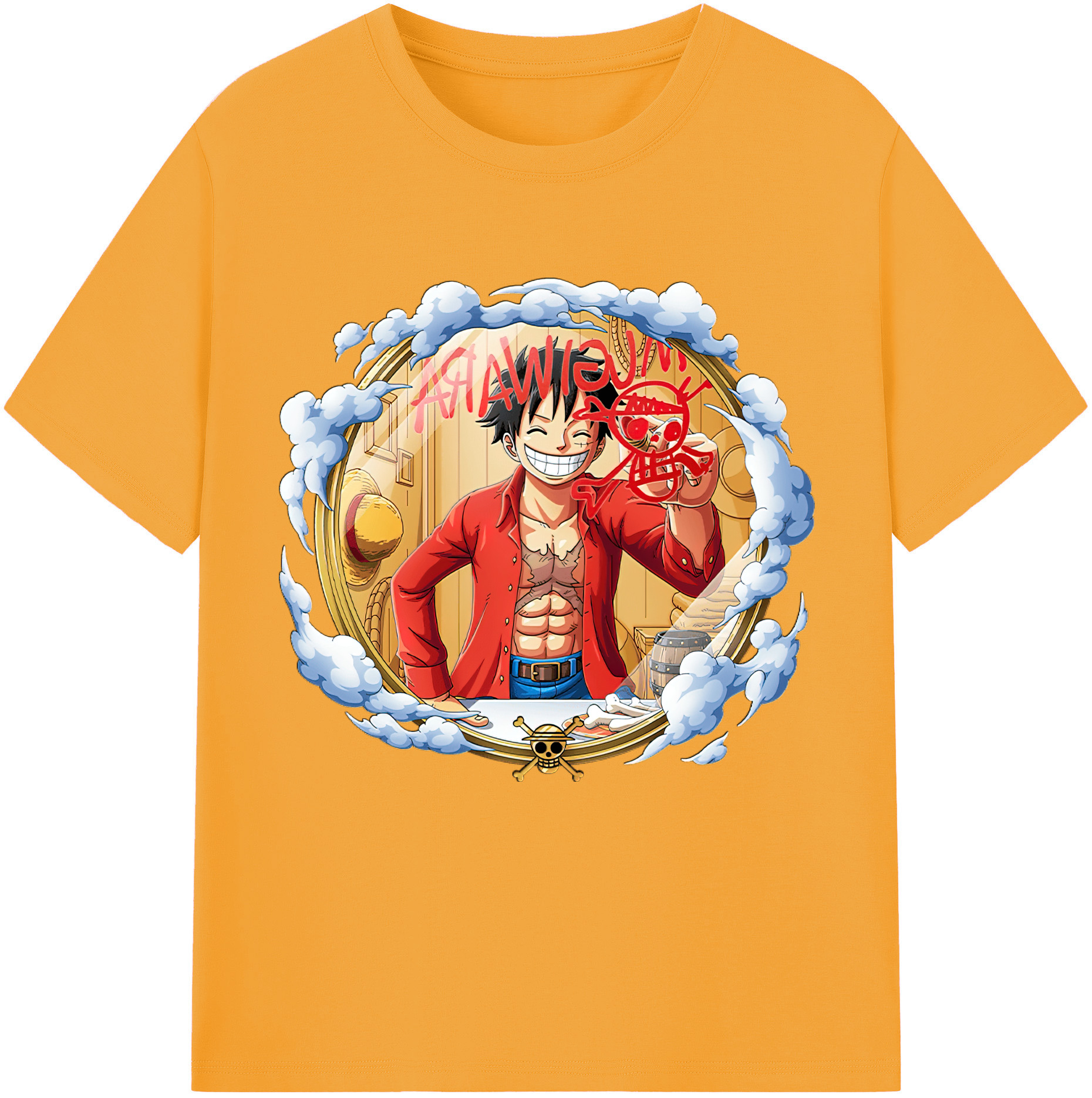 ワンピース モンキー・D・ルフィ ONE PIECE Monkey D. Luffy 綿100％半袖Tシャツ（フロントプリント）