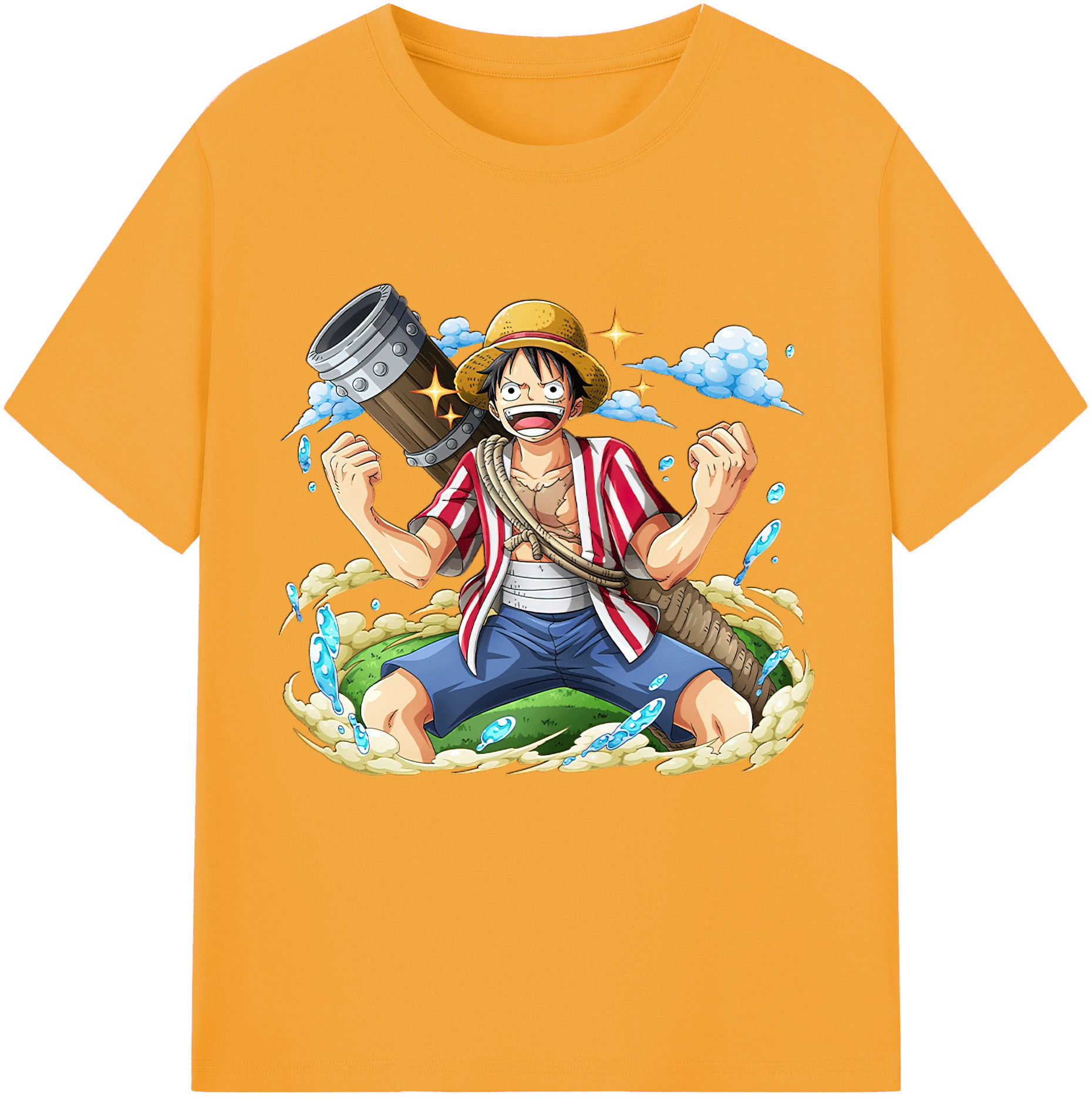 ワンピース モンキー・D・ルフィ ONE PIECE Monkey D. Luffy 綿100％半袖Tシャツ（フロントプリント）