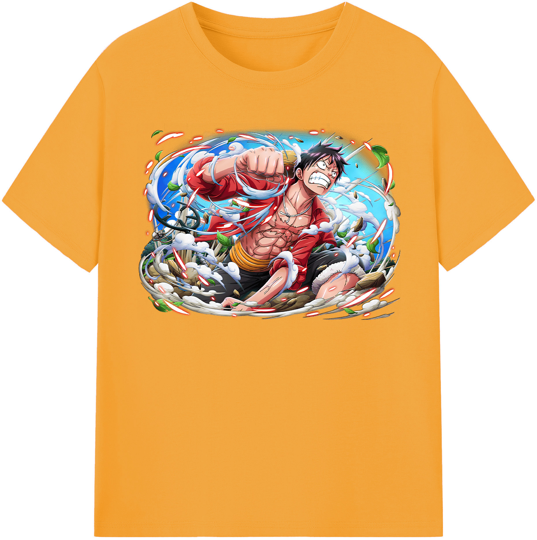 ワンピース モンキー・D・ルフィ ONE PIECE Monkey D. Luffy 綿100％半袖Tシャツ（フロントプリント）
