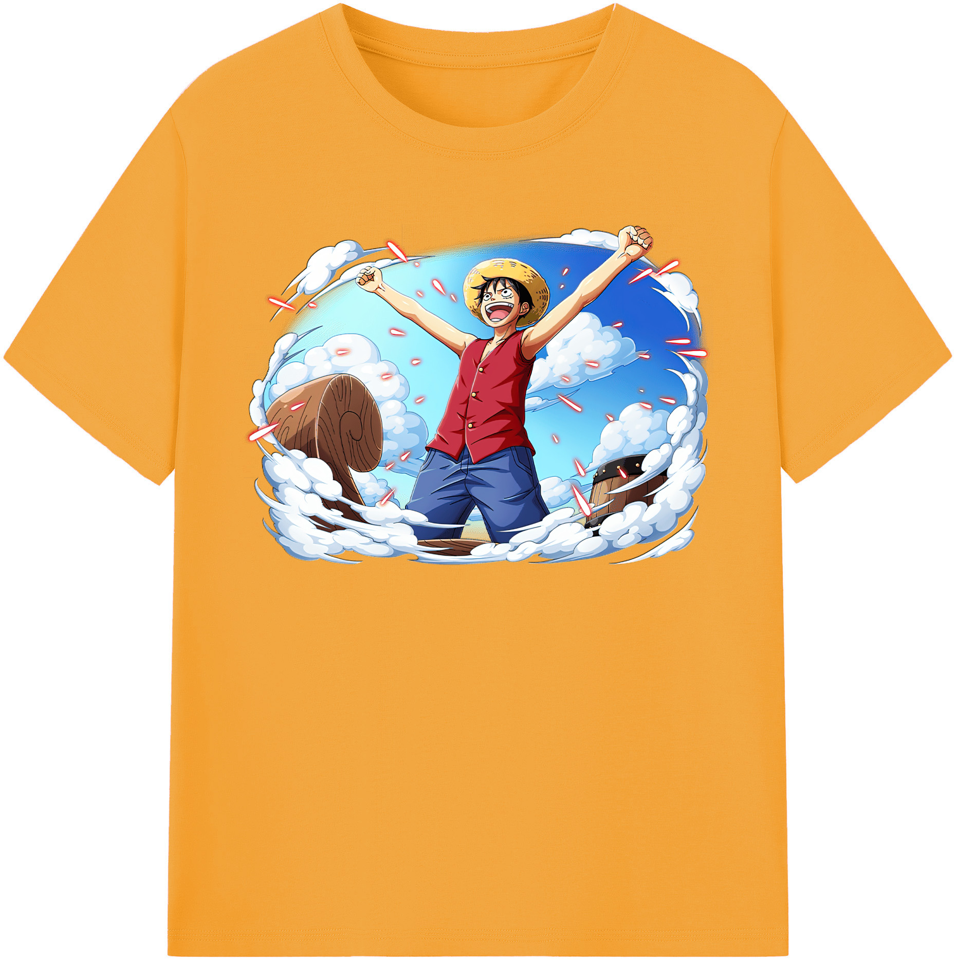 ワンピース モンキー・D・ルフィ ONE PIECE Monkey D. Luffy 綿100％半袖Tシャツ（フロントプリント）