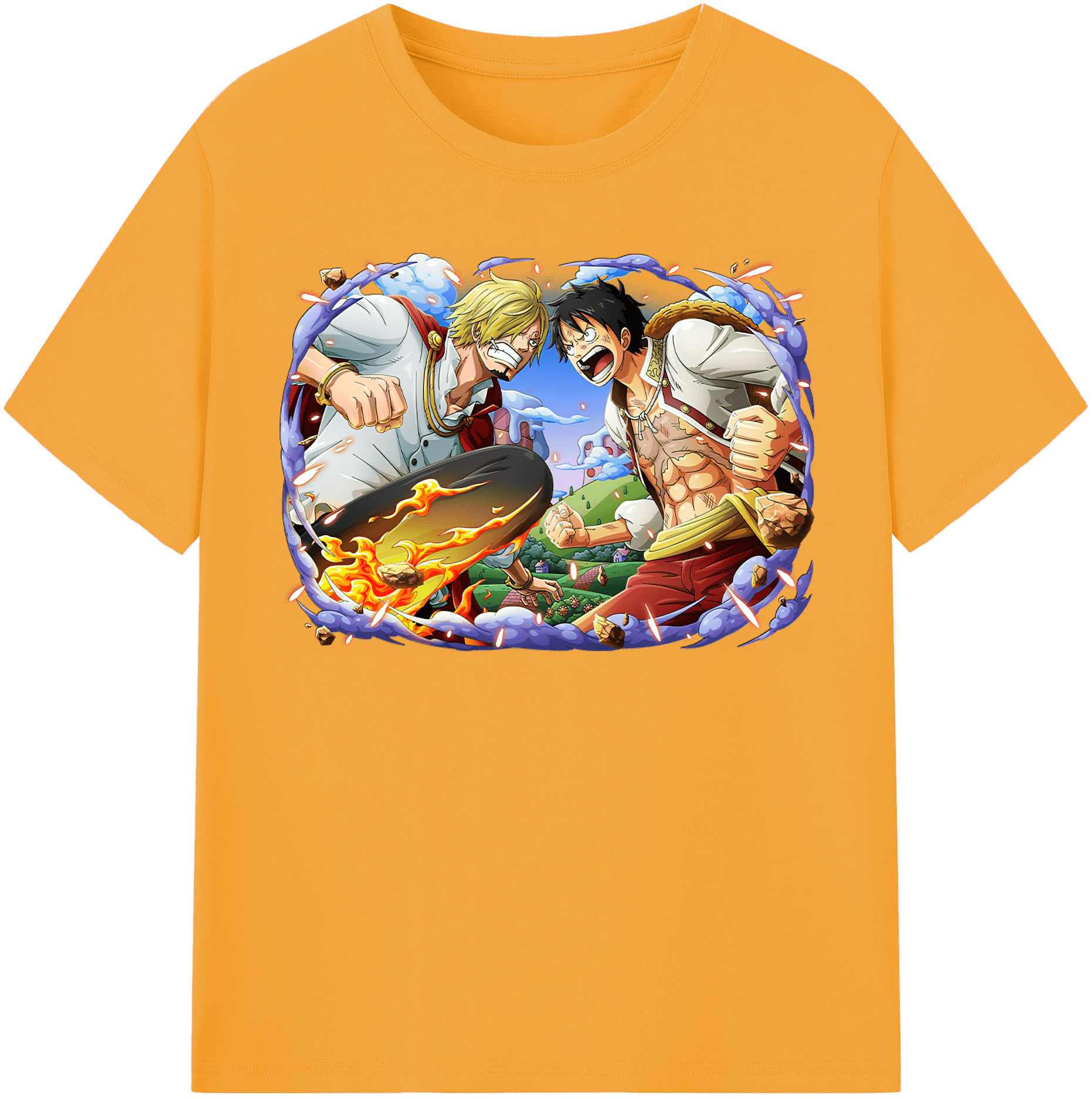 ワンピース モンキー・D・ルフィ ONE PIECE Monkey D. Luffy 綿100％半袖Tシャツ（フロントプリント）