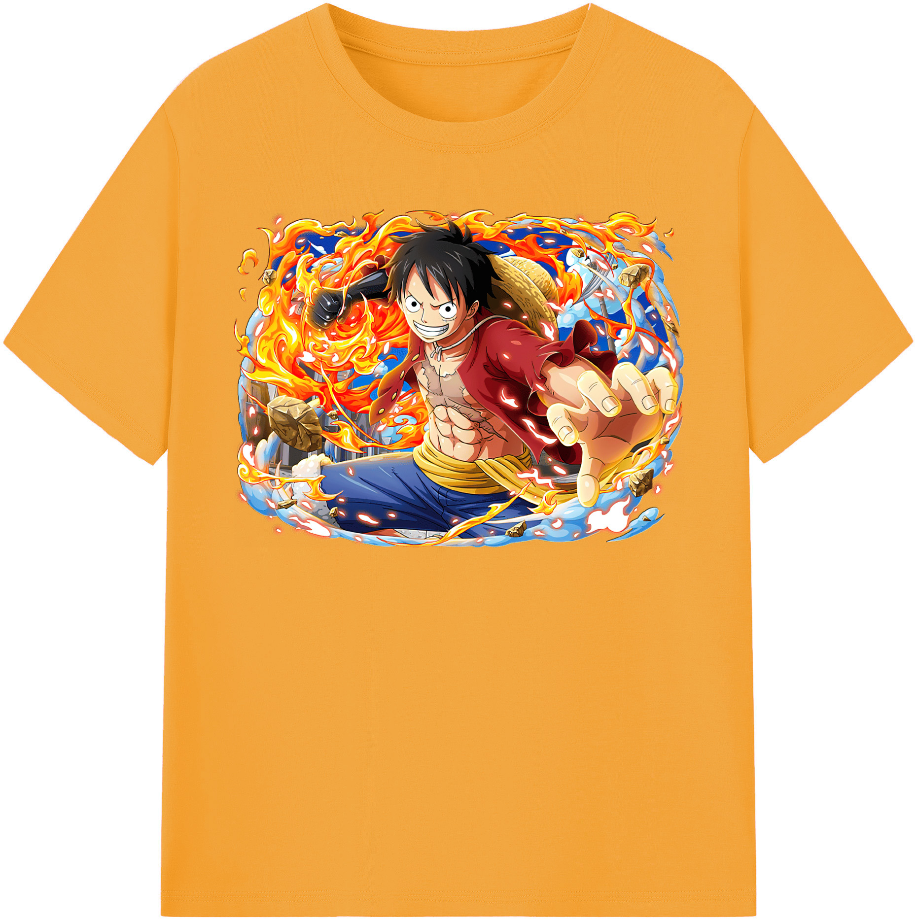 ワンピース モンキー・D・ルフィ ONE PIECE Monkey D. Luffy 綿100％半袖Tシャツ（フロントプリント）