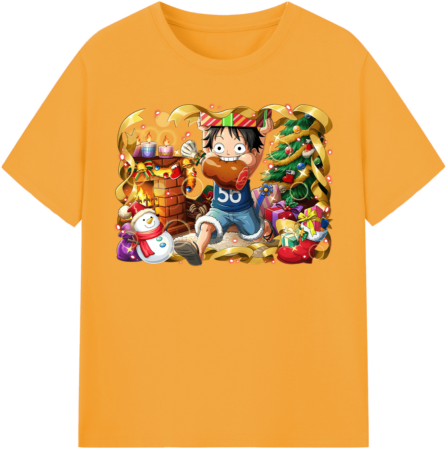 ワンピース モンキー・D・ルフィ ONE PIECE Monkey D. Luffy 綿100％半袖Tシャツ（フロントプリント）