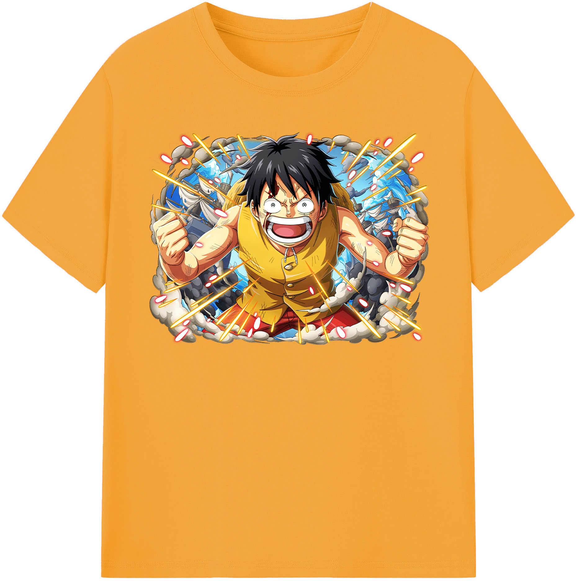 ワンピース モンキー・D・ルフィ ONE PIECE Monkey D. Luffy 綿100％半袖Tシャツ（フロントプリント）