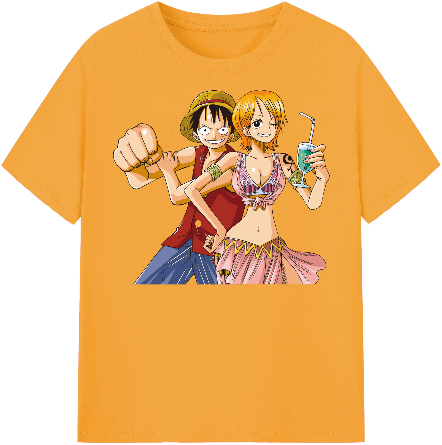 ワンピース モンキー・D・ルフィ ONE PIECE Monkey D. Luffy 綿100％半袖Tシャツ（フロントプリント）