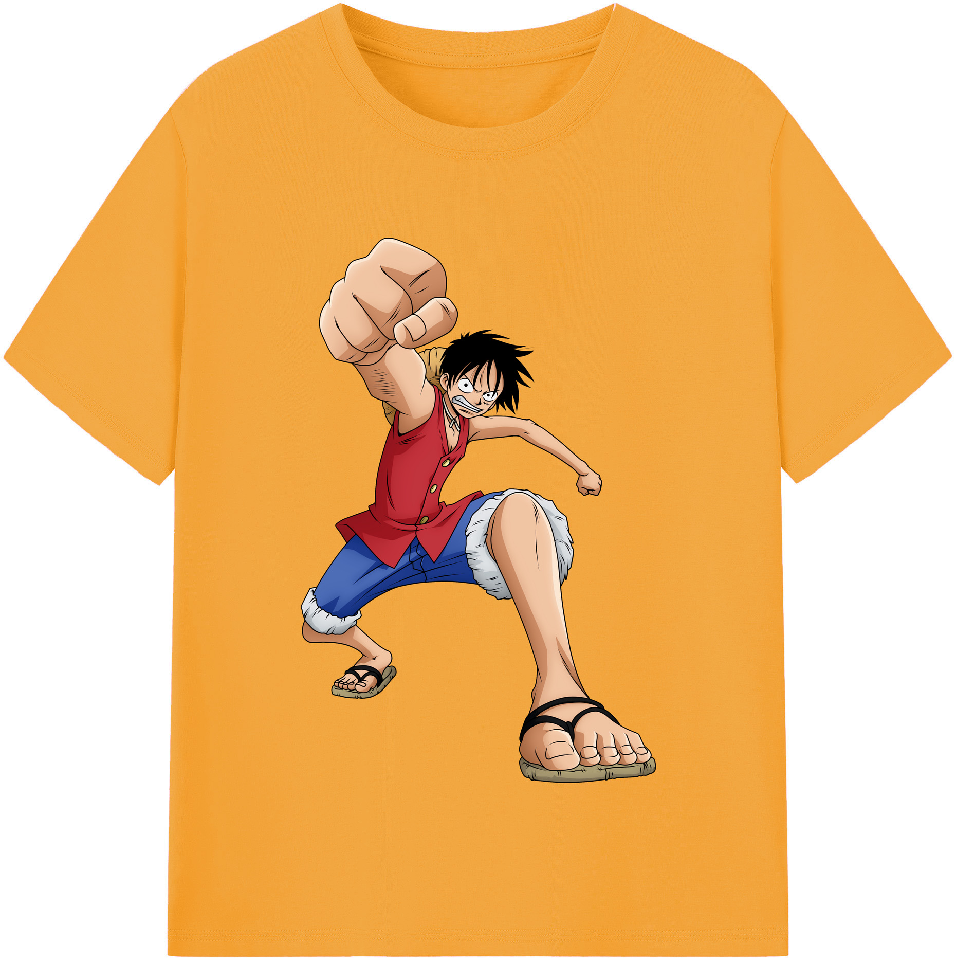 ワンピース モンキー・D・ルフィ ONE PIECE Monkey D. Luffy 綿100％半袖Tシャツ（フロントプリント）