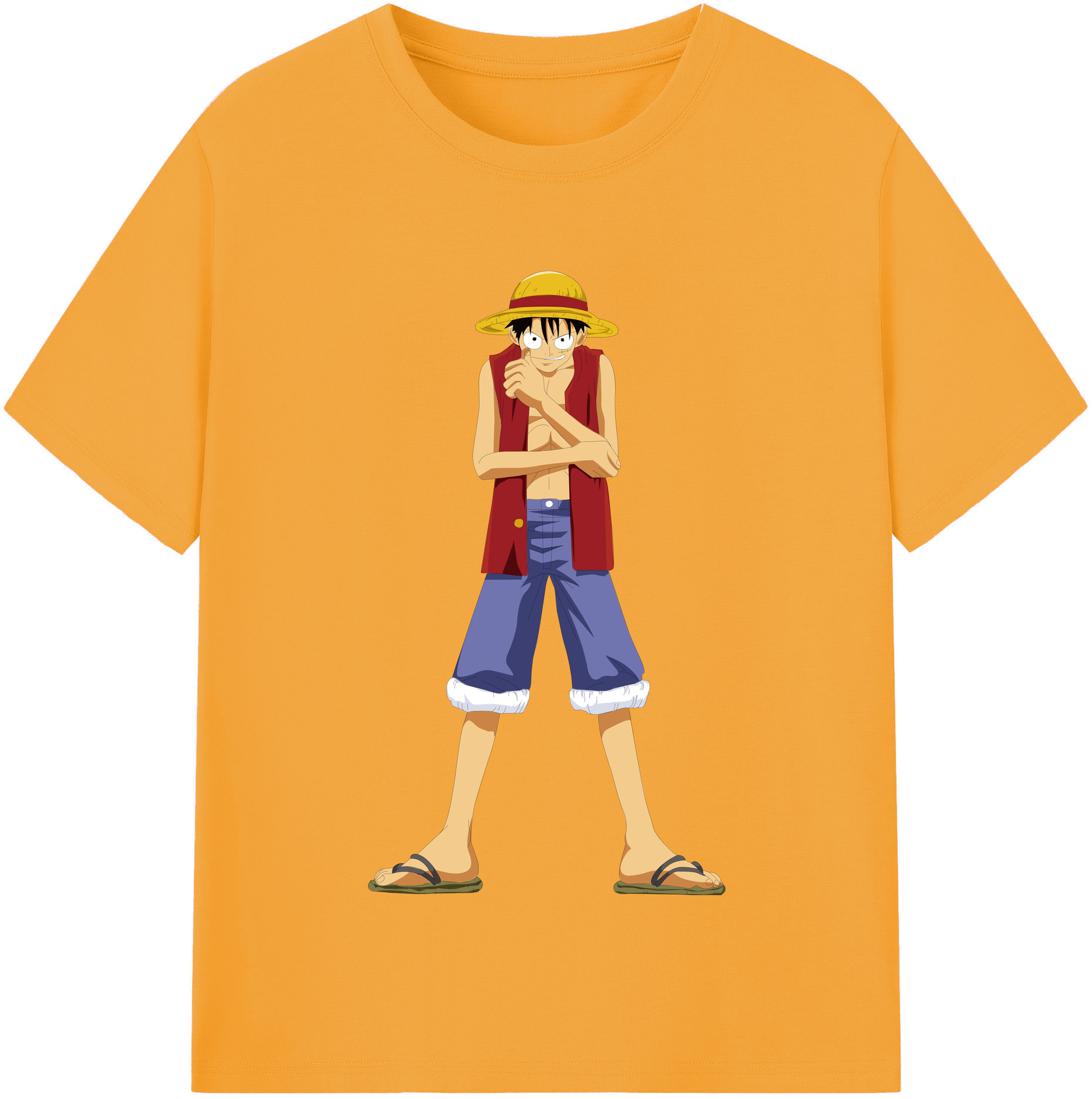 ワンピース モンキー・D・ルフィ ONE PIECE Monkey D. Luffy 綿100％半袖Tシャツ（フロントプリント）