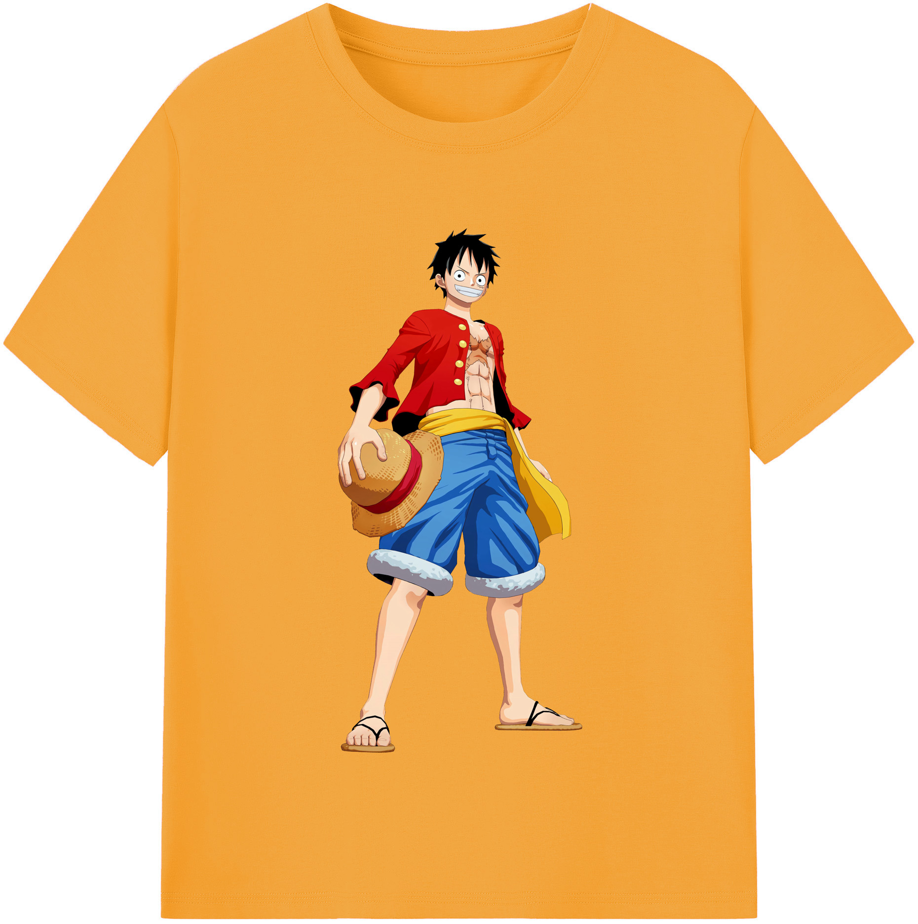 ワンピース モンキー・D・ルフィ ONE PIECE Monkey D. Luffy 綿100％半袖Tシャツ（フロントプリント）