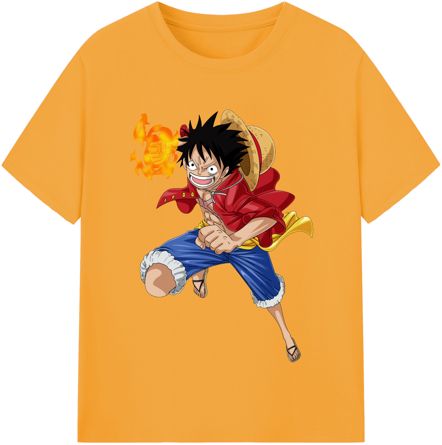 ワンピース モンキー・D・ルフィ ONE PIECE Monkey D. Luffy 綿100％半袖Tシャツ（フロントプリント）