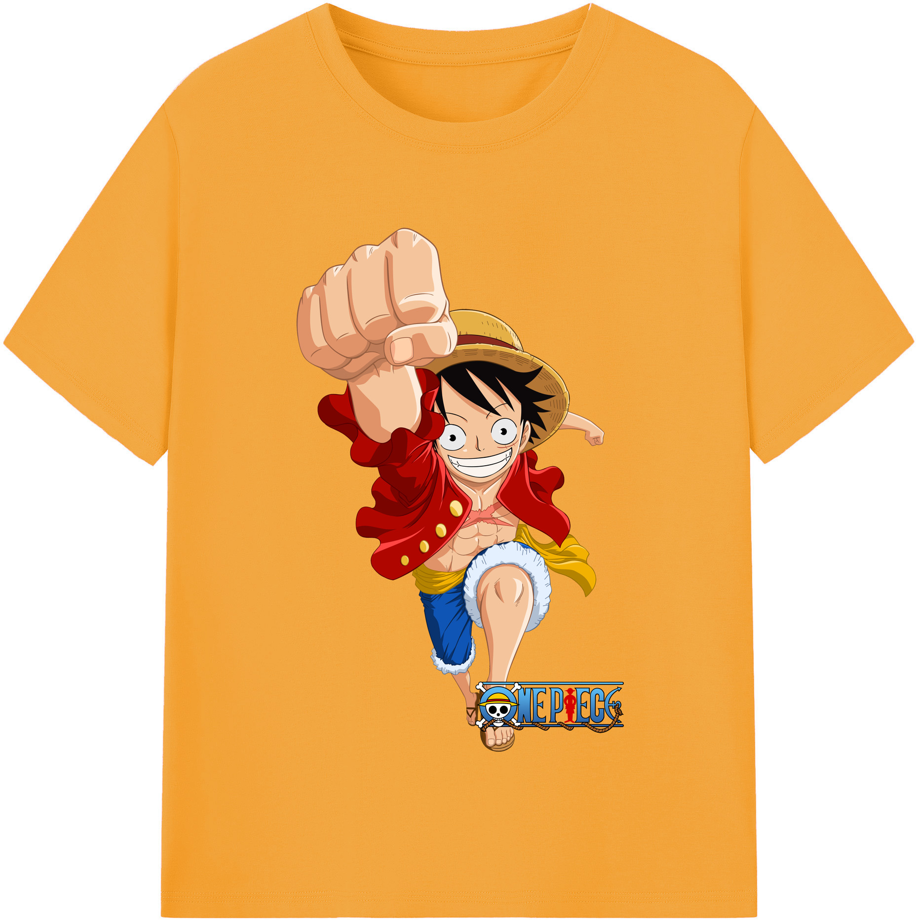ワンピース モンキー・D・ルフィ ONE PIECE Monkey D. Luffy 綿100％半袖Tシャツ（フロントプリント）