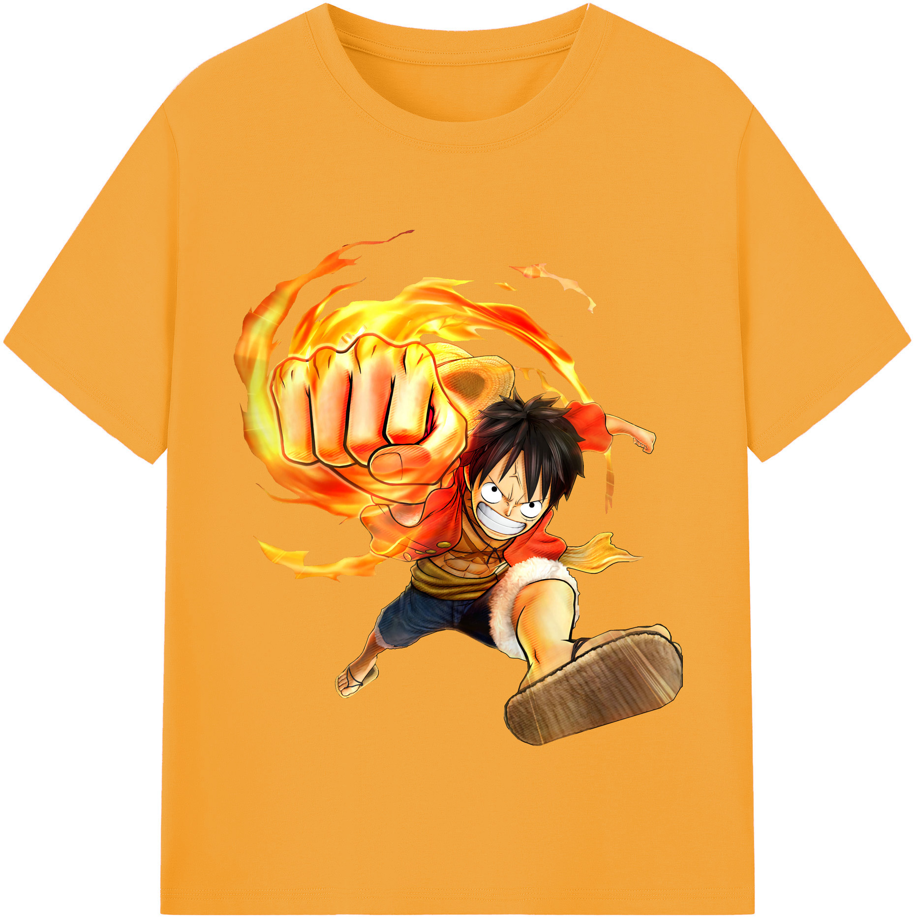 ワンピース モンキー・D・ルフィ ONE PIECE Monkey D. Luffy 綿100％半袖Tシャツ（フロントプリント）