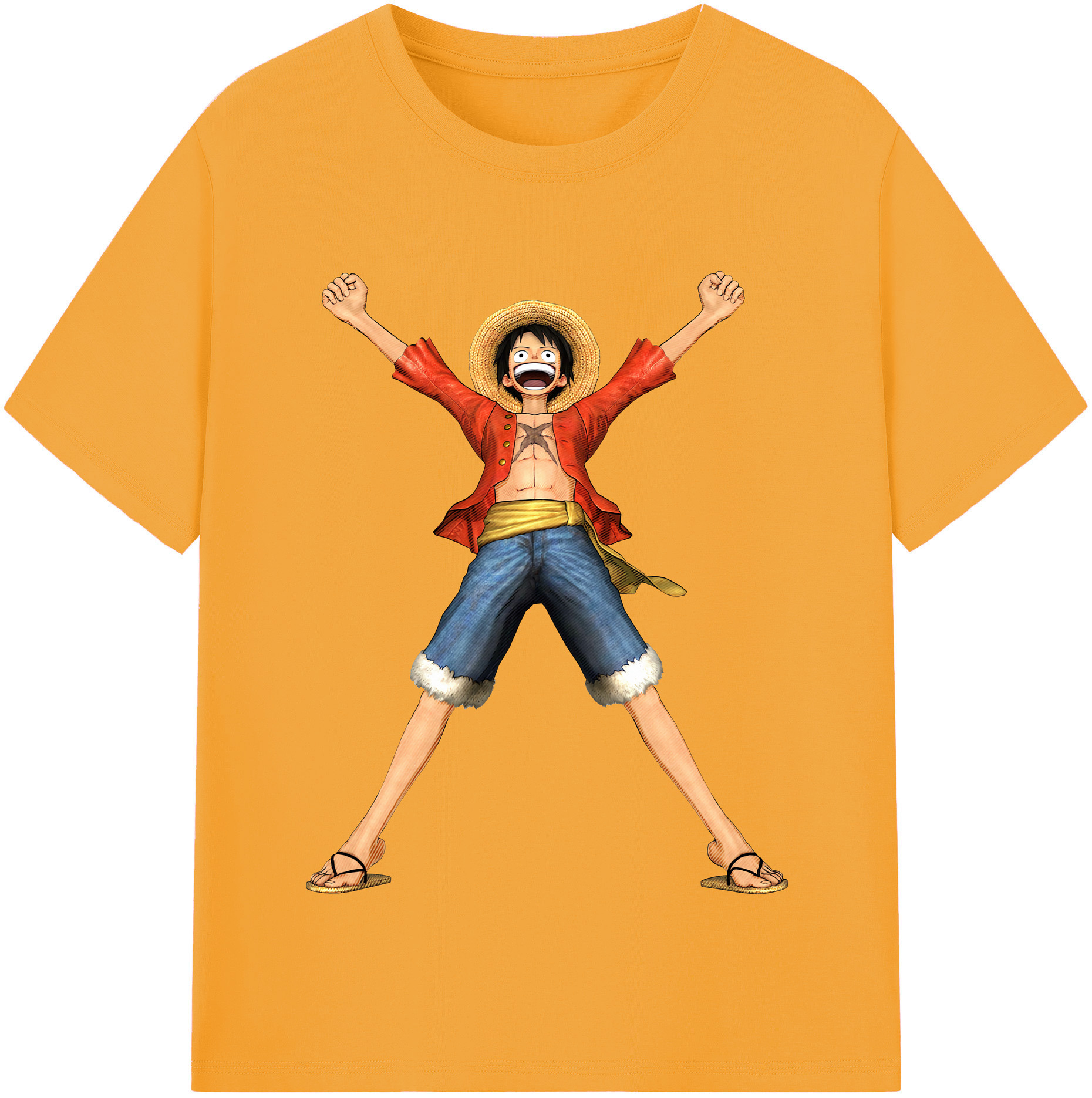 ワンピース モンキー・D・ルフィ ONE PIECE Monkey D. Luffy 綿100％半袖Tシャツ（フロントプリント）