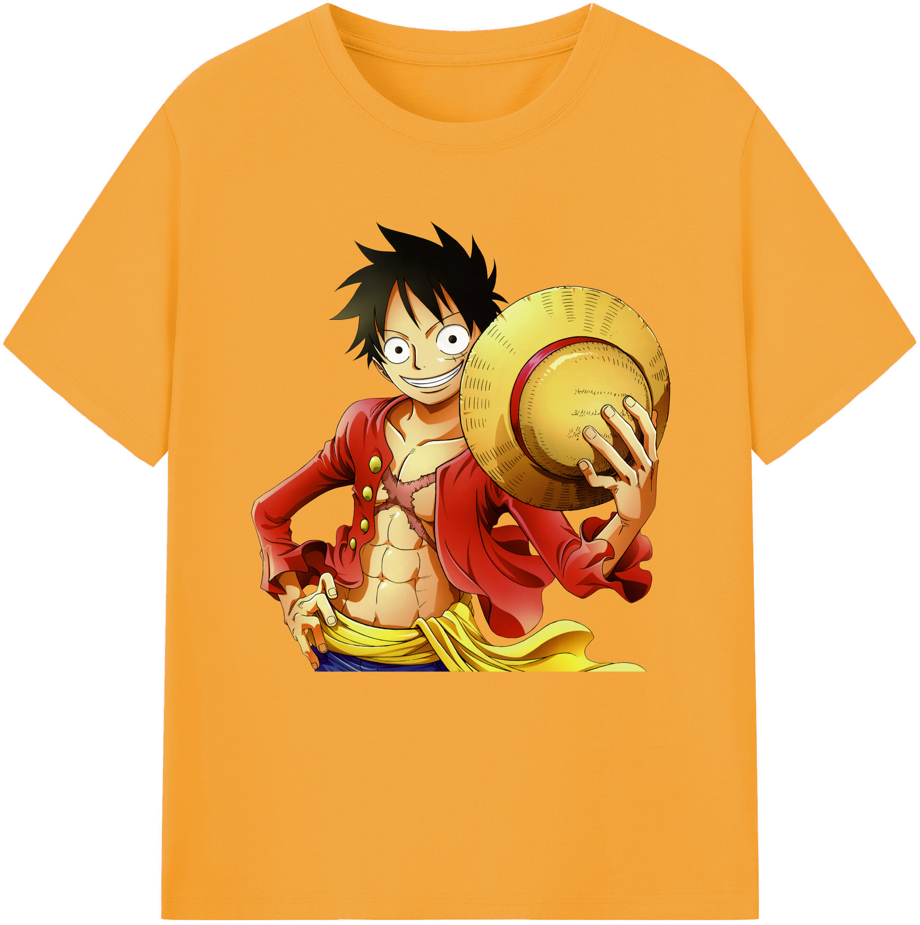 ワンピース モンキー・D・ルフィ ONE PIECE Monkey D. Luffy 綿100％半袖Tシャツ（フロントプリント）