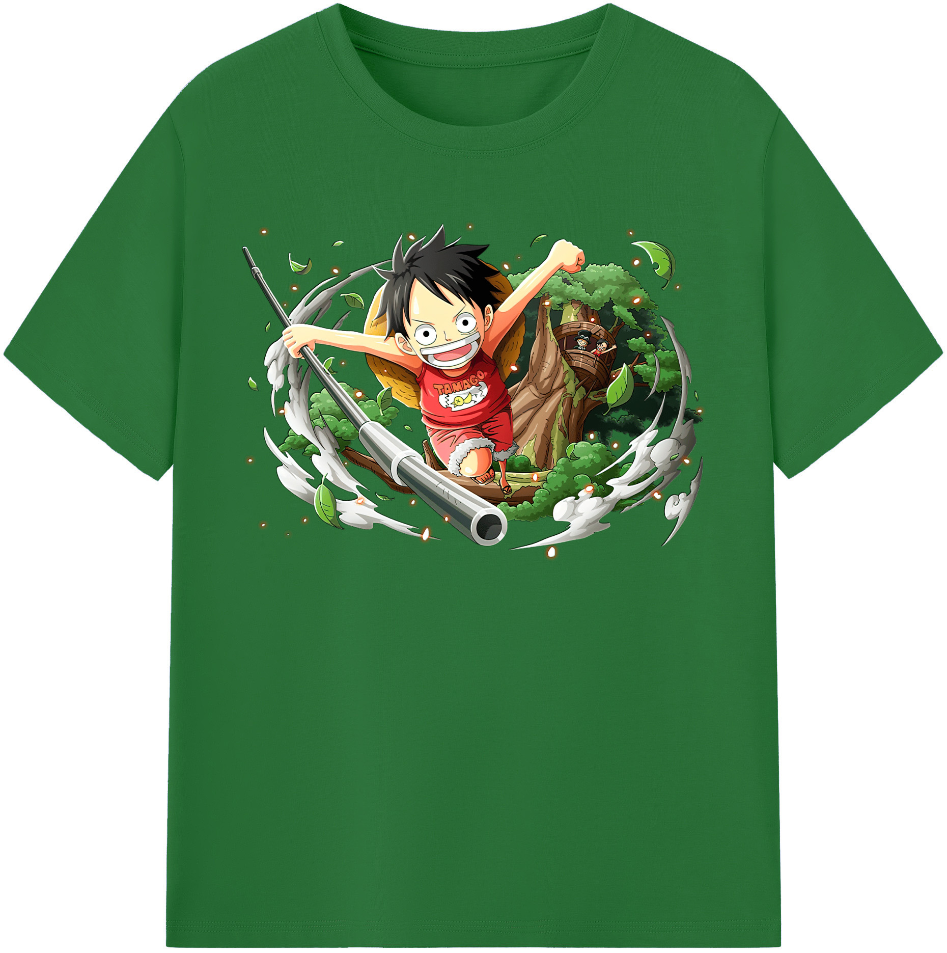 ワンピース モンキー・D・ルフィ ONE PIECE Monkey D. Luffy 綿100％半袖Tシャツ（フロントプリント）