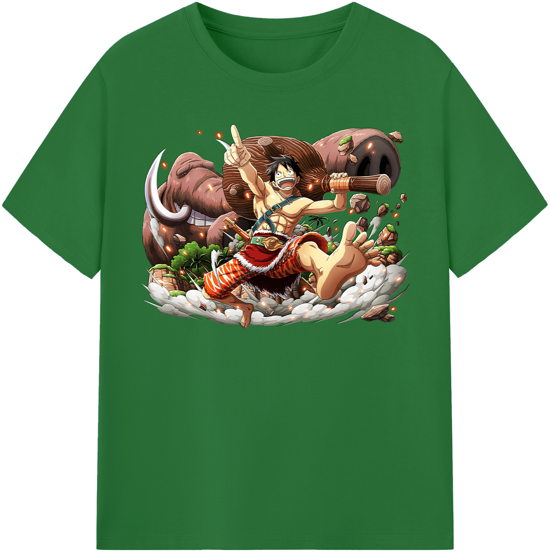 ワンピース モンキー・D・ルフィ ONE PIECE Monkey D. Luffy 綿100％半袖Tシャツ（フロントプリント）