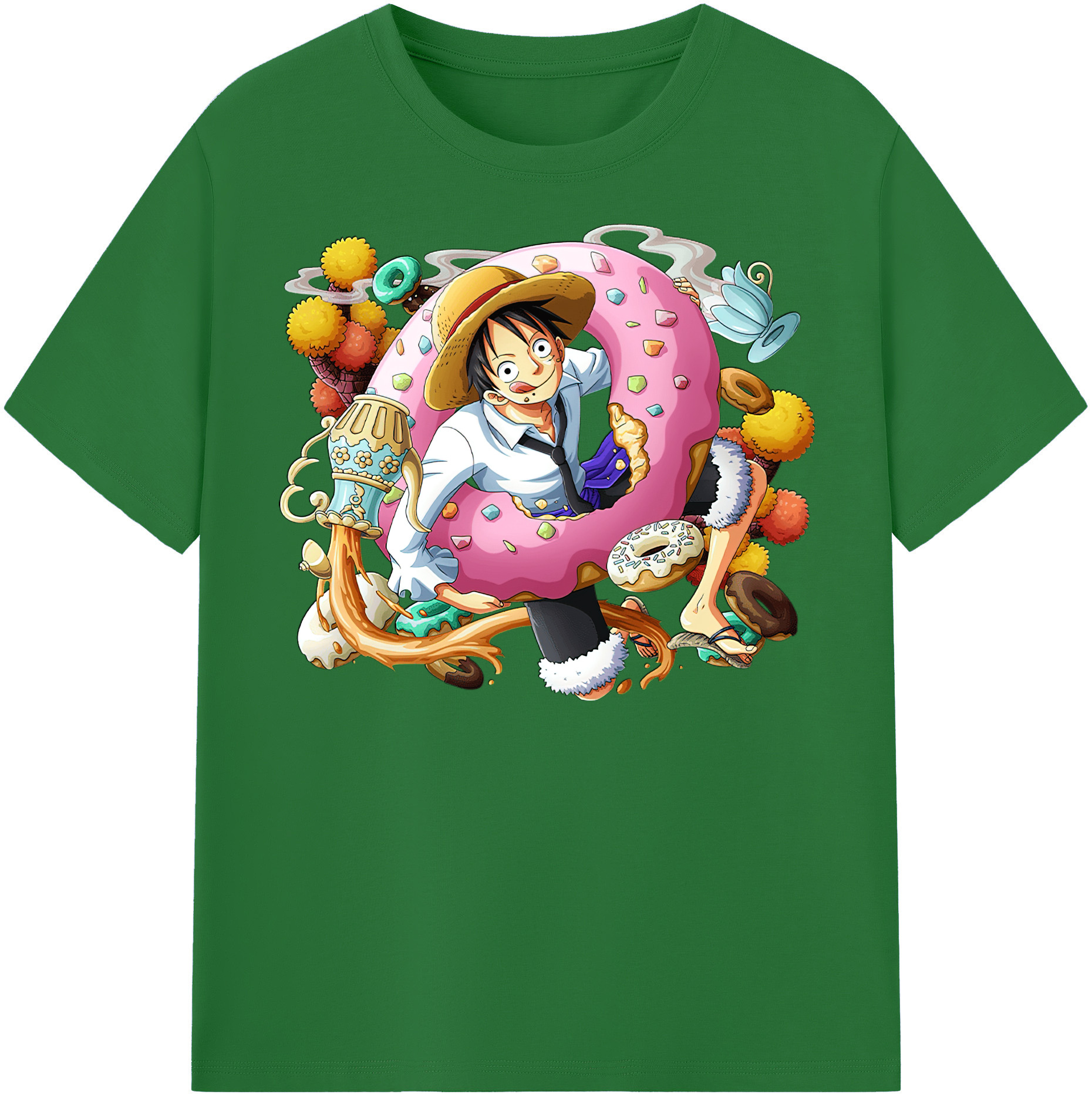ワンピース モンキー・D・ルフィ ONE PIECE Monkey D. Luffy 綿100％半袖Tシャツ（フロントプリント）