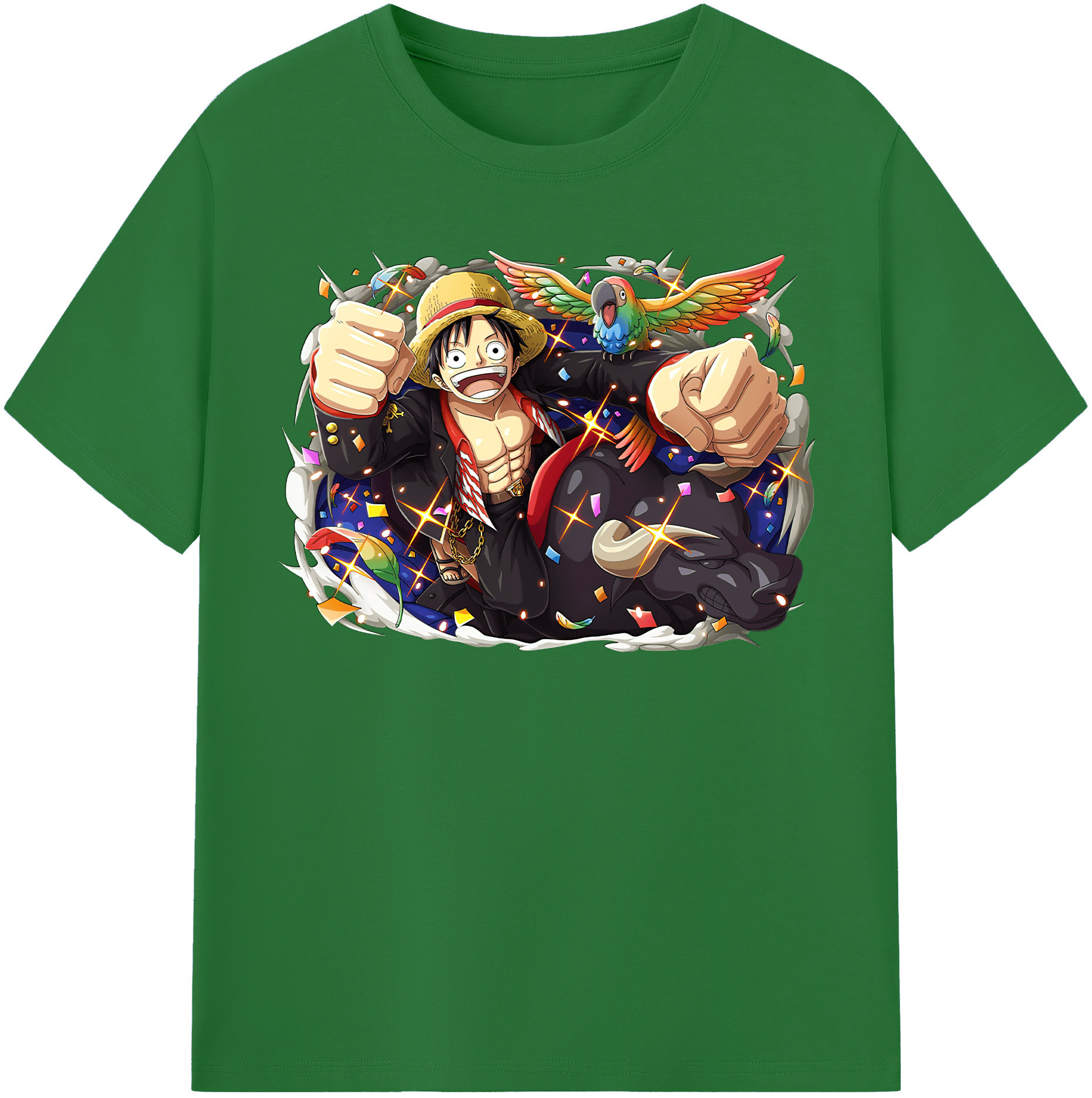 ワンピース モンキー・D・ルフィ ONE PIECE Monkey D. Luffy 綿100％半袖Tシャツ（フロントプリント）